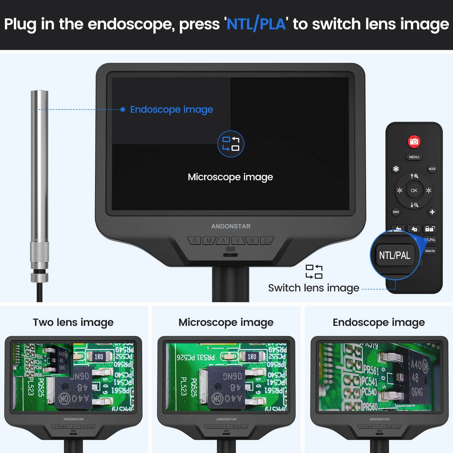 Andonstar AD409 Pro HDMI Cyfrowy Mikroskop z Endoskopem, 10.1 Calowy Ekran LCD, 300X USB Elektroniczny do Lutowania PCB, Obsługuje PC z Systemem Windows