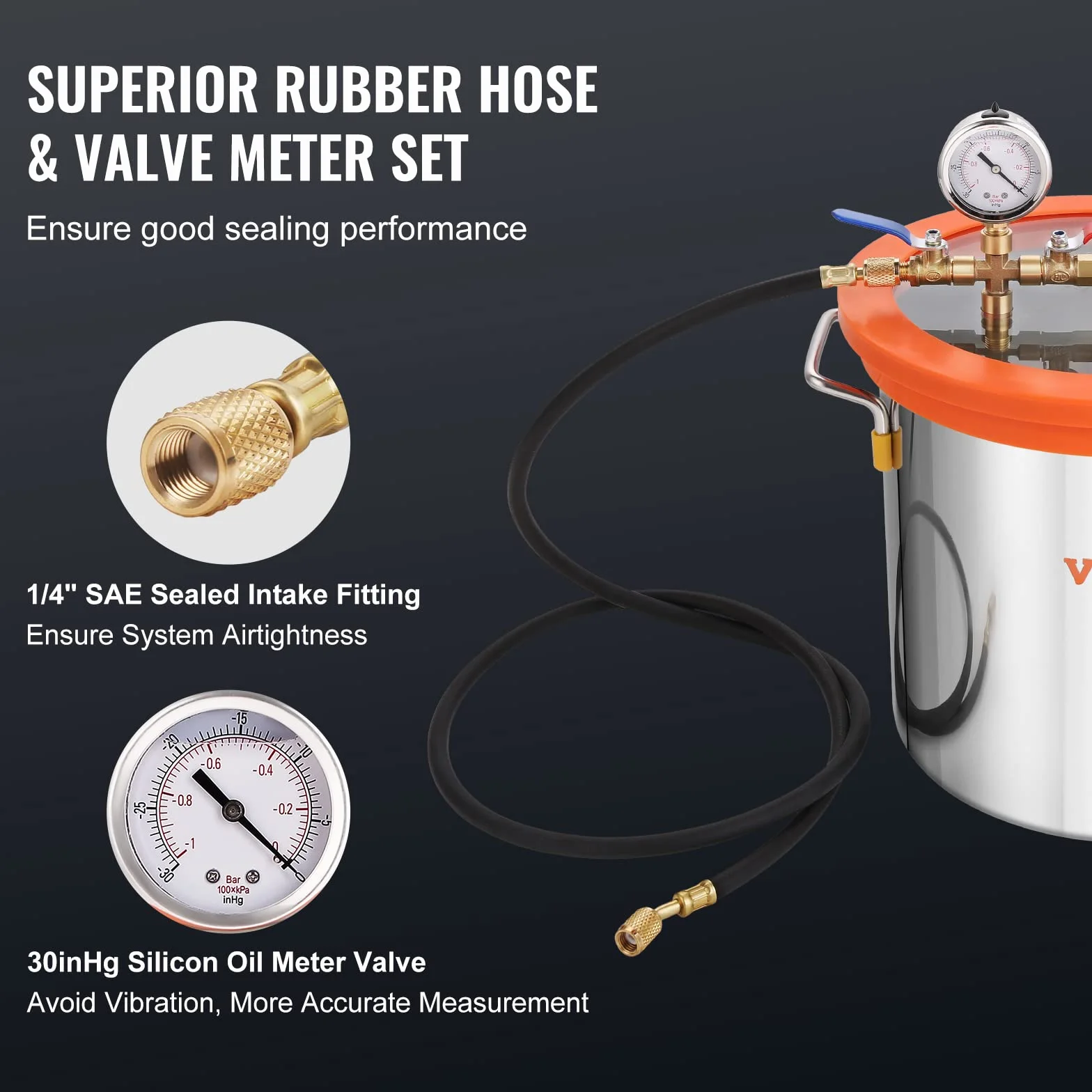 VEVOR Pompa próżniowa 100 l/min z komorą próżniową 3 galony 11 l pokrywa ze szkła hartowanego jednopoziomowa pompa próżniowa z butelką oleju 250 ml do stabilizacji drewna, odgazowywania silikonów