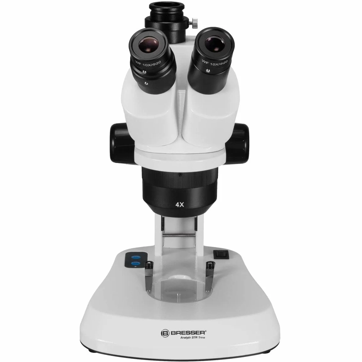 Bresser Trójokularowy stereomikroskop Analyth STR Trino 10 x – 40 x z osobno ściemnianym światłem LED w górę i w górę i z uchwytem do przenoszenia