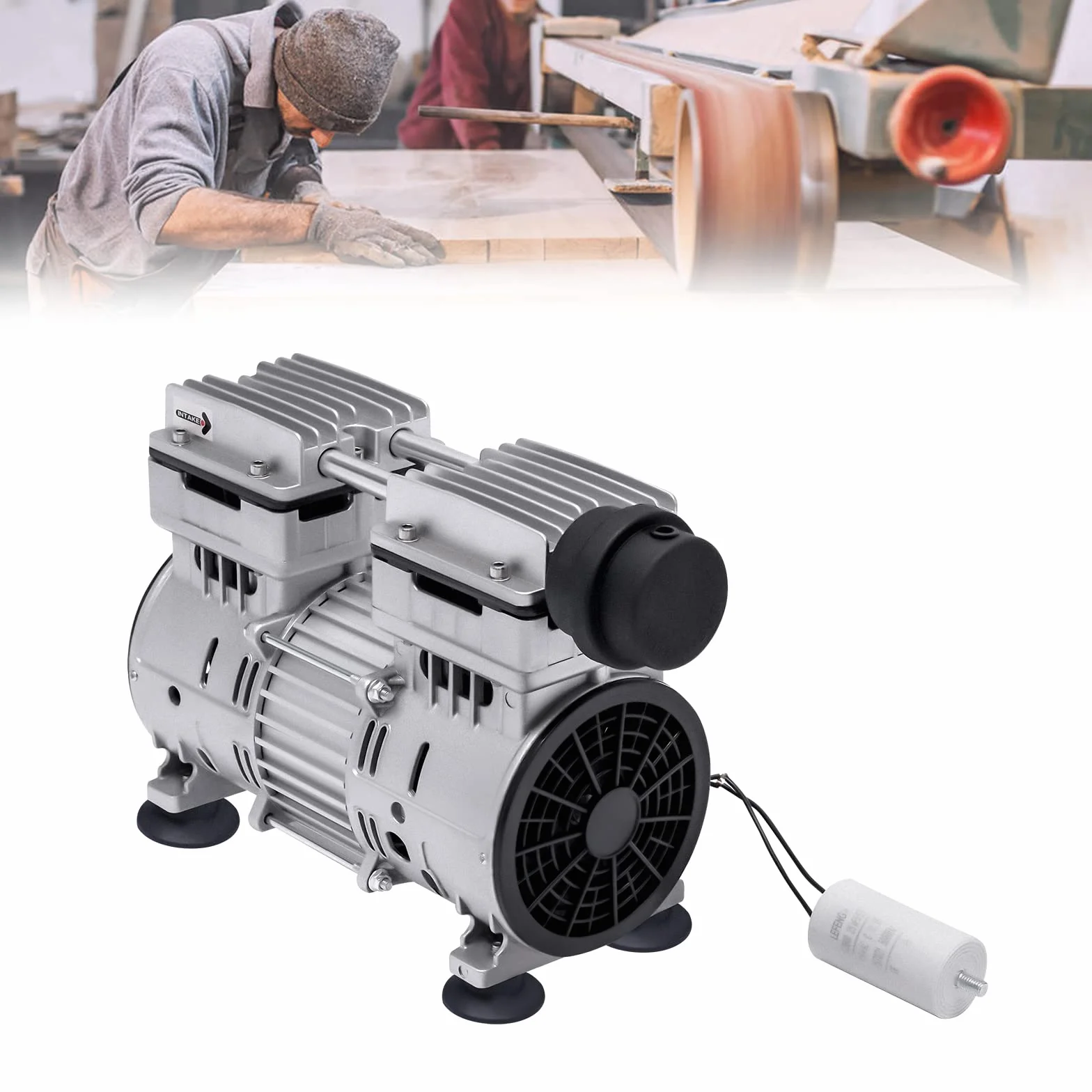Bezoleista pompa próżniowa 500 W, pompa próżniowa do laboratorium przemysłowego 1440 obr./min, ochrona przed przegrzaniem, cicha, bezolejowa pompa podciśnieniowa próżniowa, pompa ciśnieniowa