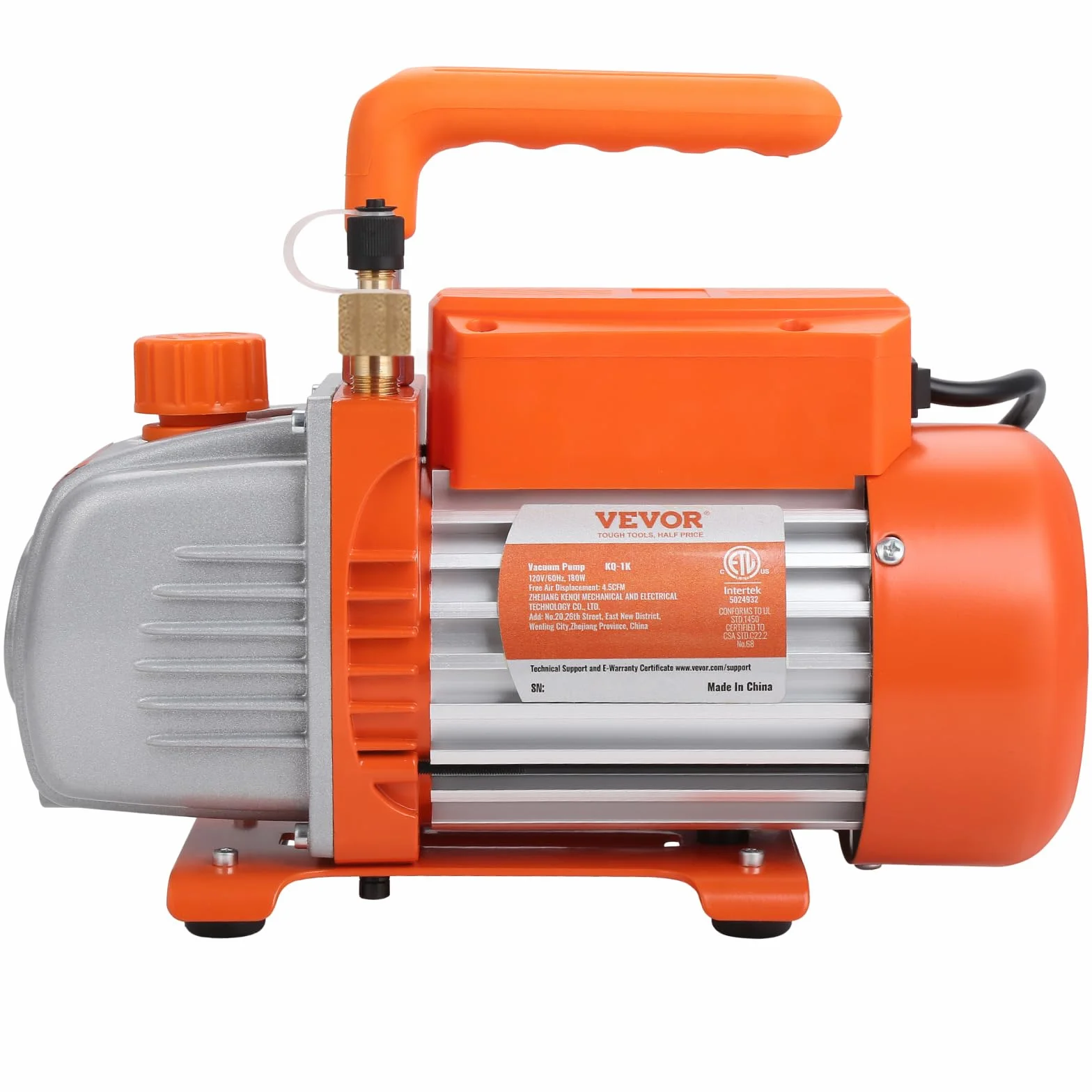 VEVOR 1/4 HP HVAC pompa próżniowa zestaw manometrów, 4 pompy podciśnieniowe CFM z wężem