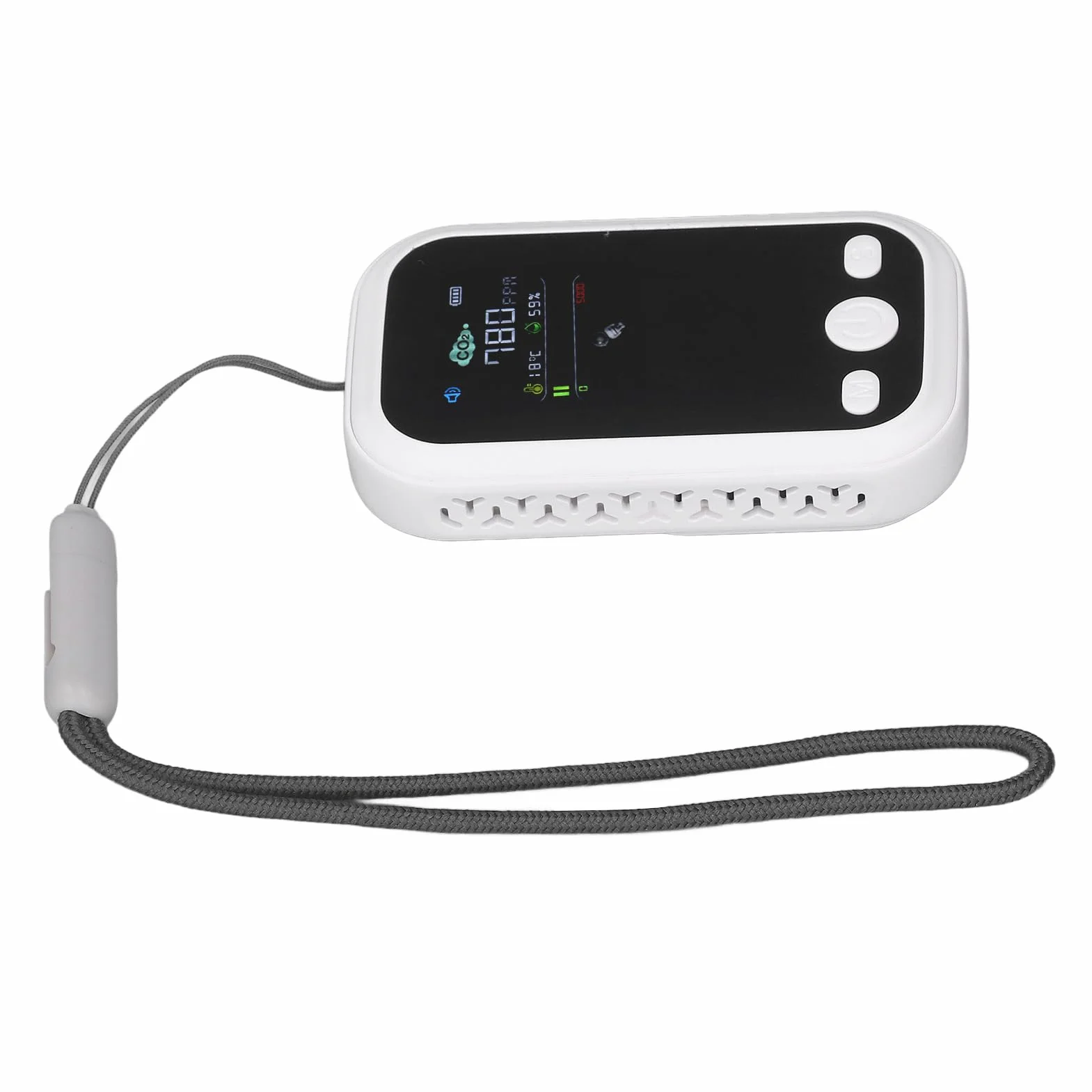 Detektor CO2 Typ C Ekran IPS Detektor CO2, Miernik CO2 Tester Temperatury i Wilgotności z Czujnikiem Podczerwieni NDIR dla Fabryk i Rodzin Monitorowanie Jakości Powietrza (WHITE)