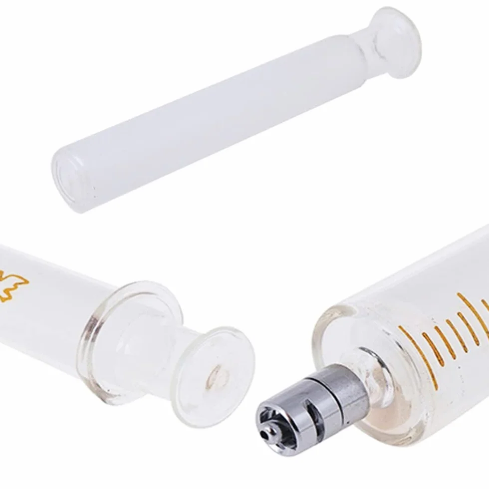 2 sztuki szklanych strzykawek z nakrętkami, 20 ml Luer Lock szklana strzykawka wielokrotnego użytku, metalowy Luer Lock kaliber wtryskiwacz laboratoryjny do laboratorium