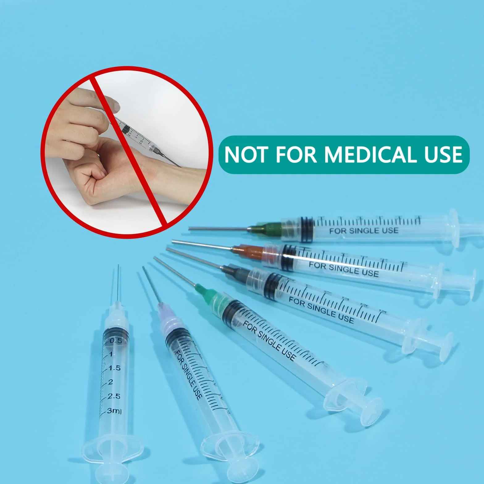 Strzykawka z tępą końcówką igły, 3 ml, 24 sztuki, plastikowa strzykawka z tępą końcówką, jednorazowe strzykawki z igłą, rozmiary do laboratorium, zastosowań przemysłowych