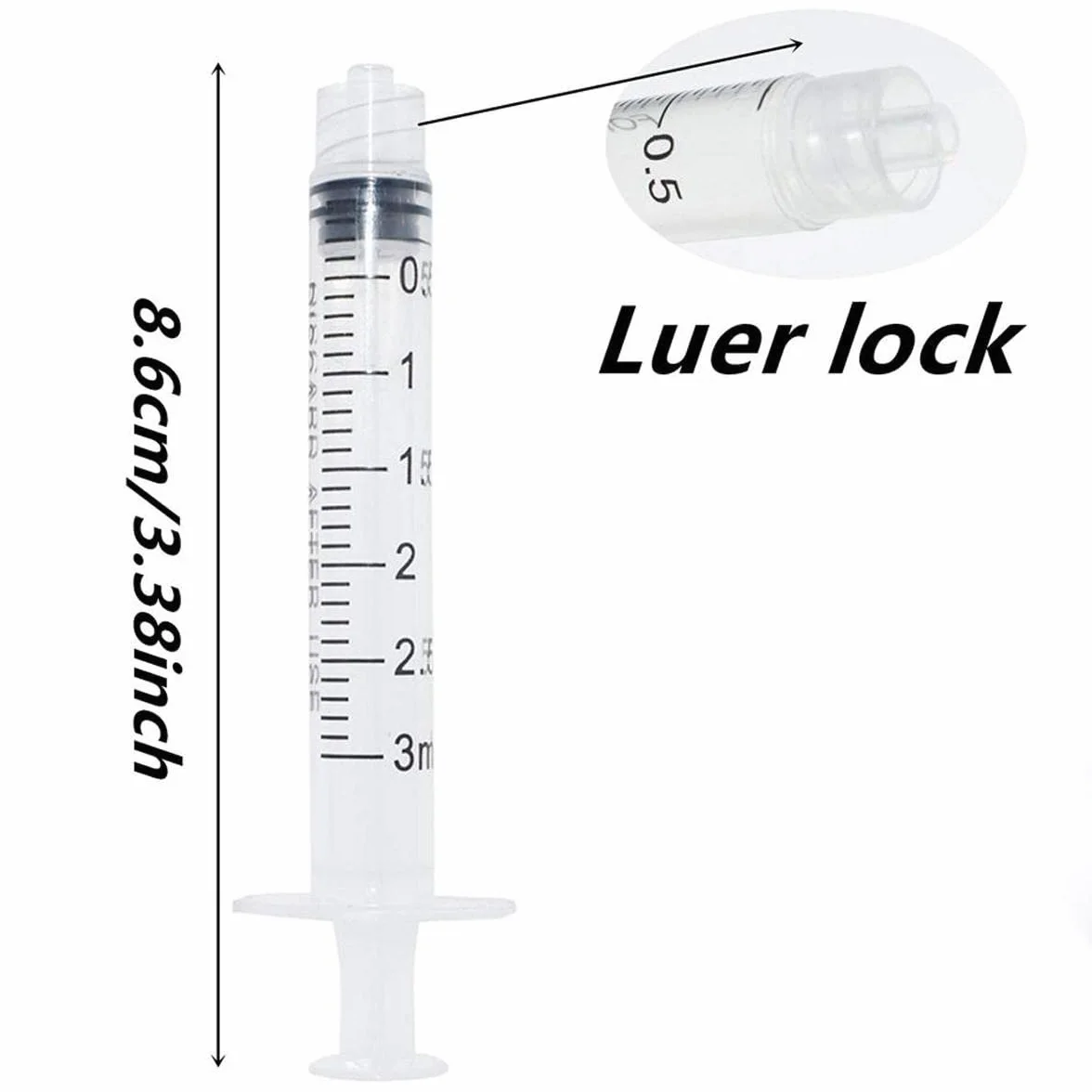 10 sztuk strzykawek Luer Lock 3 ml, plastikowe strzykawki 3 ml z końcówką Luer Lock bez igły do laboratorium naukowego
