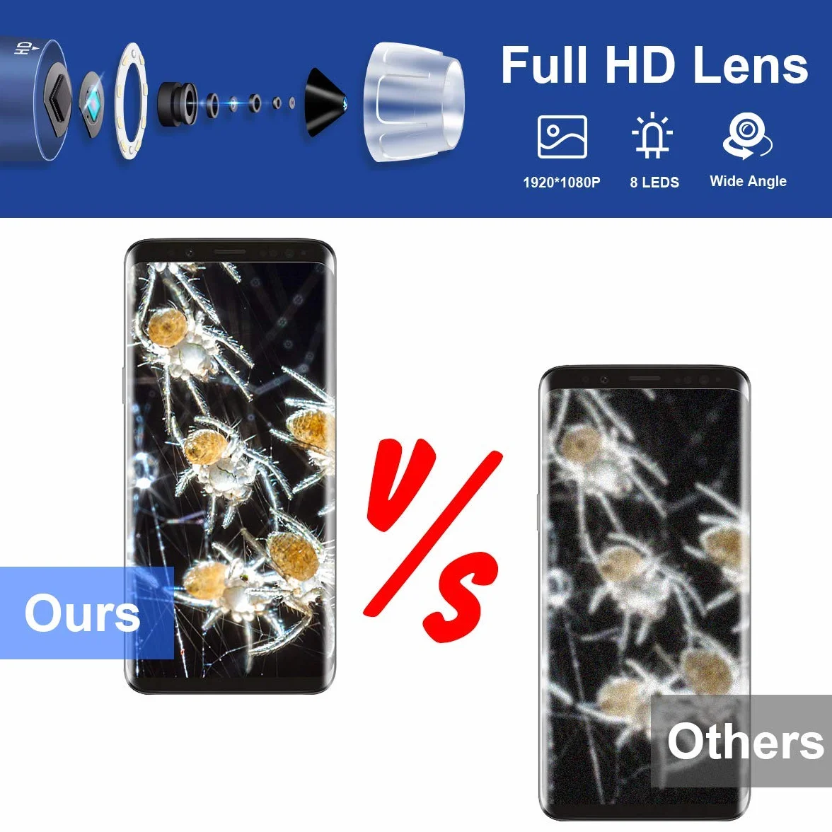Jiusion HD 2MP USB mikroskop cyfrowy 40-1000X przenośna kamera endoskopowa z 8 diodami LED stabilny stojak ze stopu aluminium do OTG Android Mac Windows 7 8 10 11 Linux
