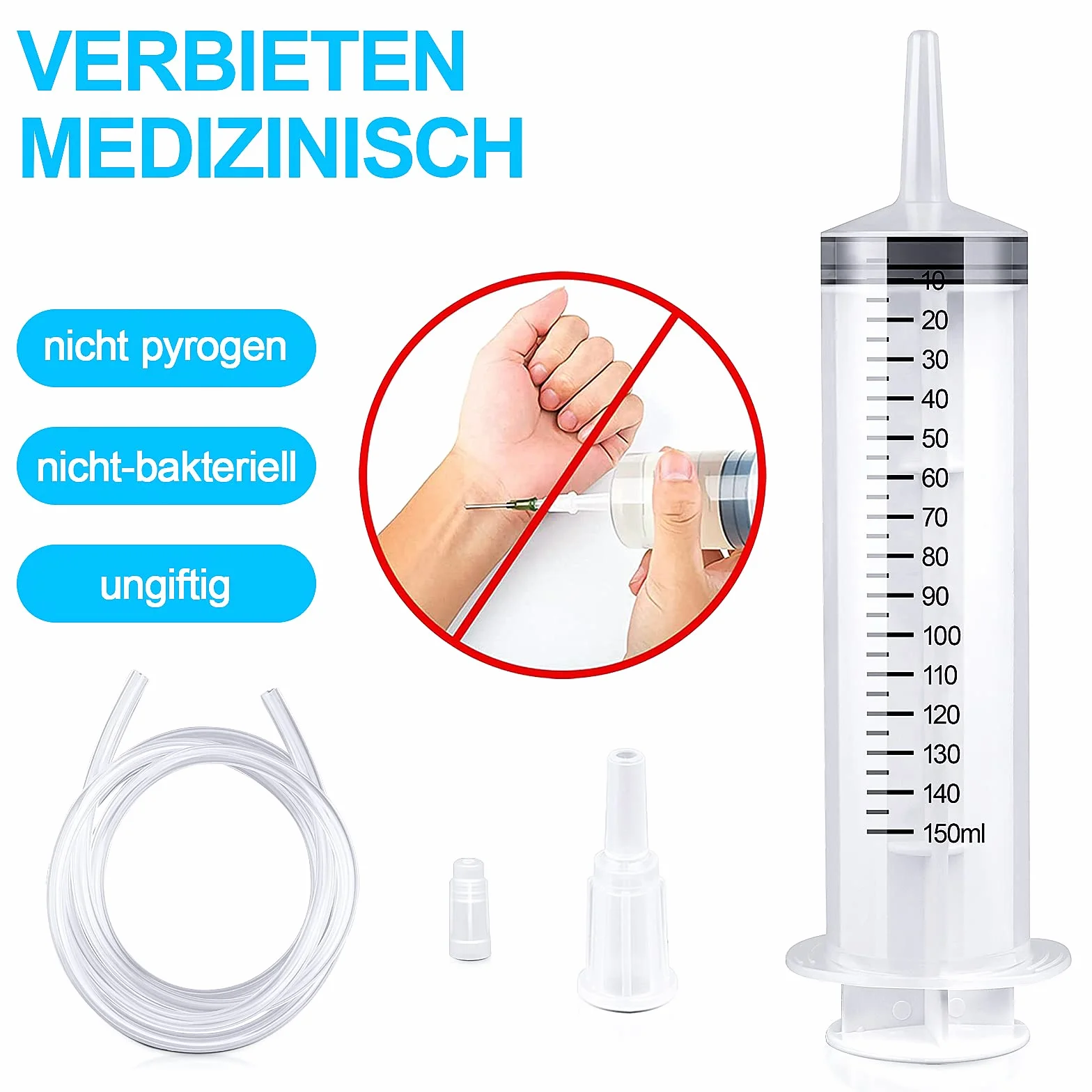 150/250/350/550 ml strzykawka z tworzywa sztucznego, wielokrotnego użytku strzykawka z tworzywa sztucznego, do aplikatorów oleju lub kleju, eksperymentów, karmienia zwierząt domowych, zastosowań przemysłowych (150 ml)