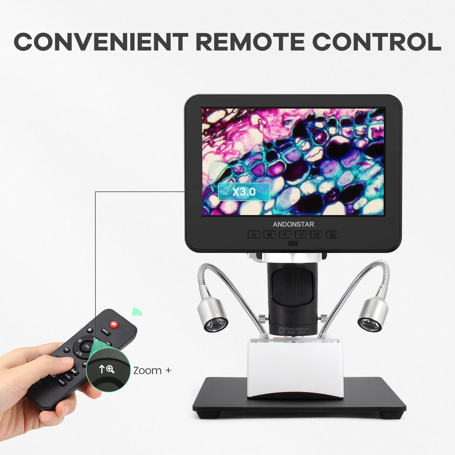 Andonstar AD246S mikroskop cyfrowy HDMI 2000x dla dorosłych, 3 soczewki 2160P UHD, 7-calowy mikroskop lutowniczy LCD, mikroskop monetowy, zestaw mikroskopu biologicznego z kartą 32 GB, kompatybilny z systemem Windows