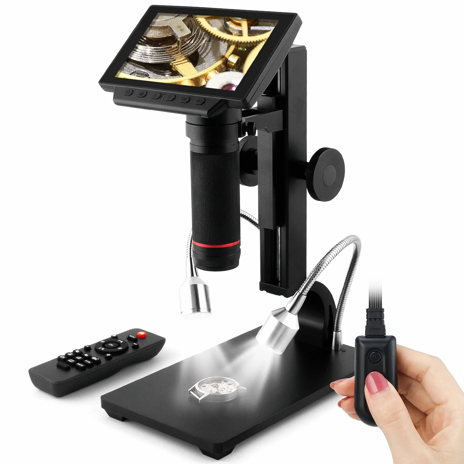 Andonstar - Cyfrowy mikroskop z 5-calowym wyświetlaczem 1080P i mikrofonem HDMI do narzędzia do naprawy płytek drukowanych ADSM302