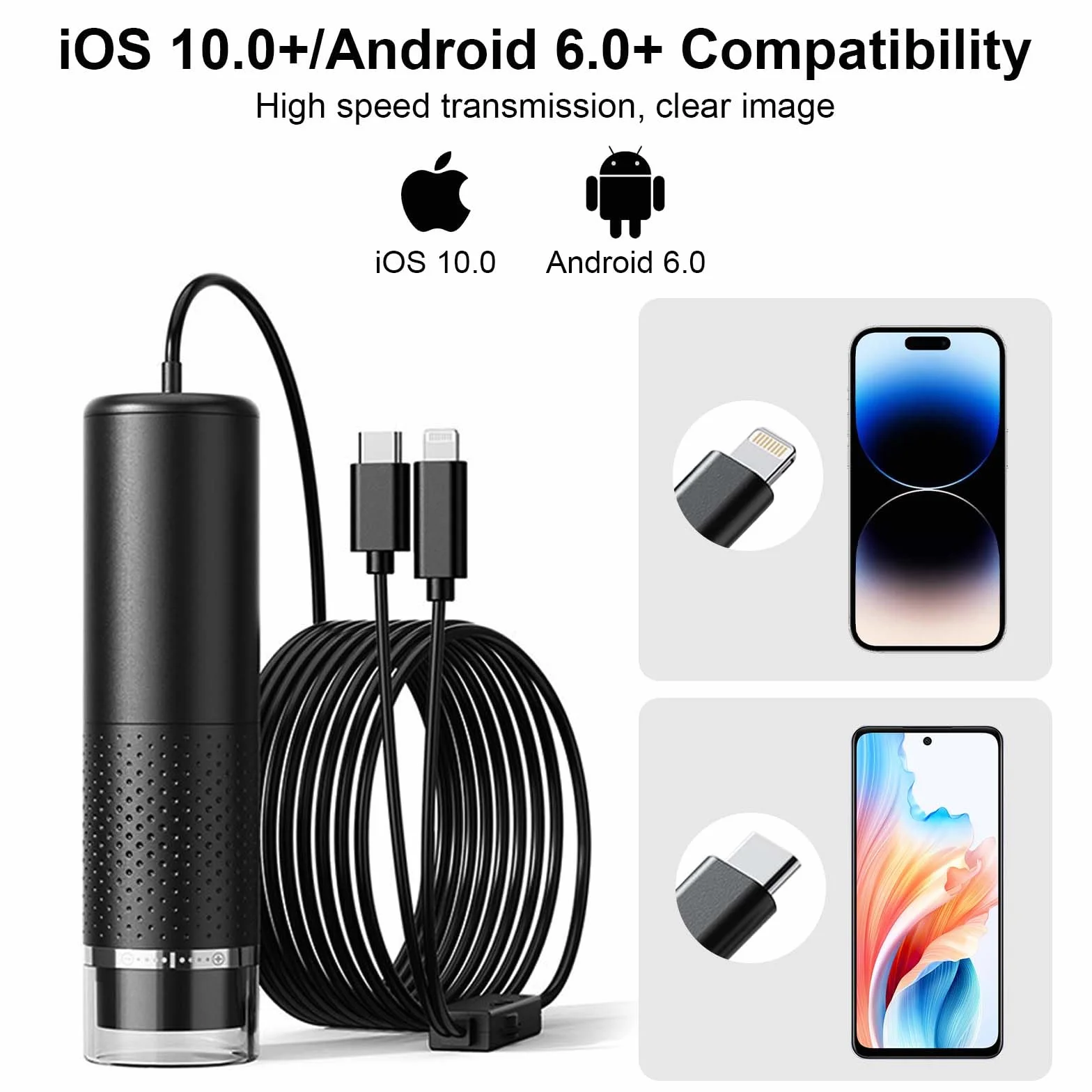 Colexy Mini mikroskop do telefonu komórkowego, regulowany od 10 do 200 x, mikroskop kieszonkowy, cyfrowy mikroskop dla dzieci, kompatybilny z systemem Android i iOS