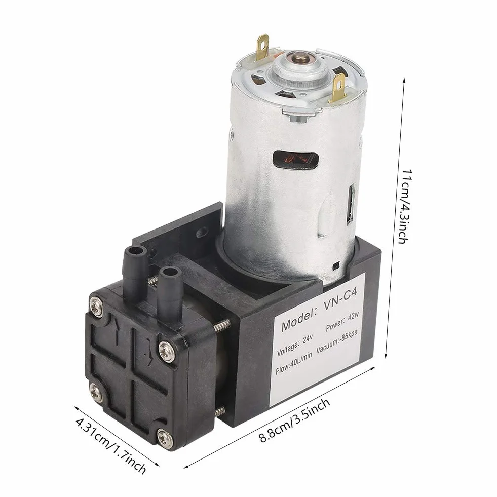 Pompa próżniowa DC 24 V woda powietrze gaz -85 kPa przepływ 40 l/min bezolejowy silnik pompy powietrza