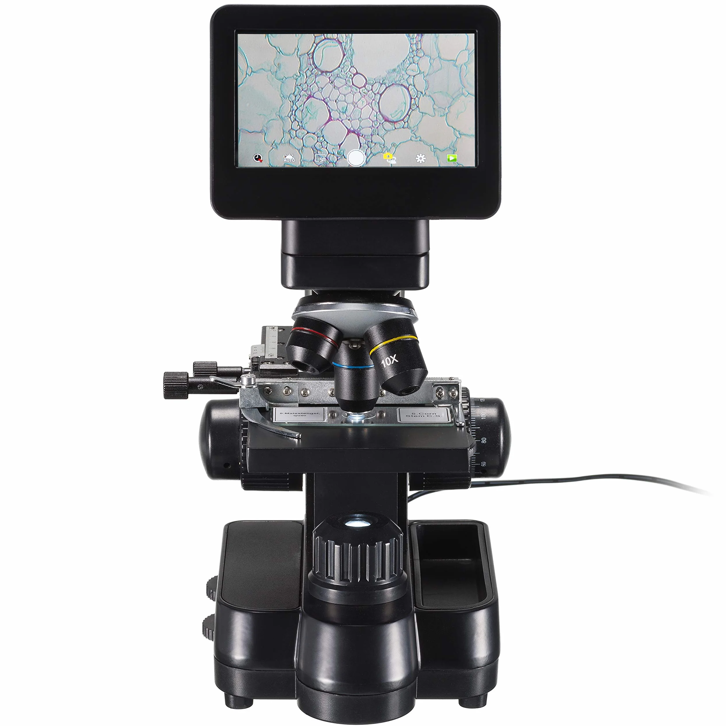 Bresser Mikroskop Biolux Touch 5 MP LCD mikroskop do szkoły i hobby z mechanicznym stołem krzyżowym, HDMI, USB, złączem SD