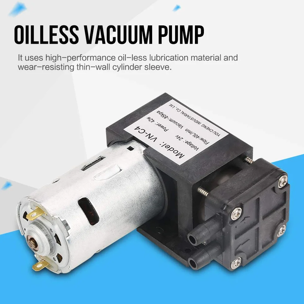 DC24V 42W Mini pompa próżniowa do oleju, przepływ 85kPa, 40l/min, mała pompa próżniowa do gazowego powietrza VN-C4