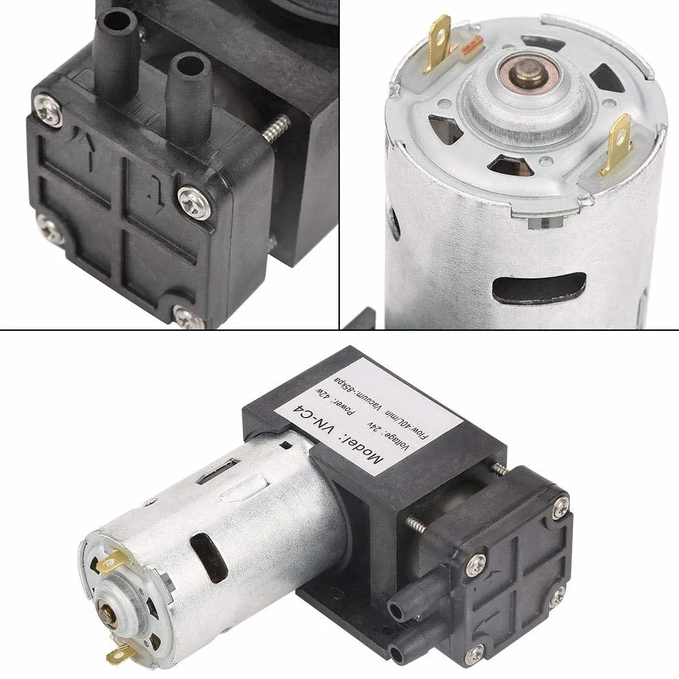 Pompa próżniowa DC 24 V woda powietrze gaz -85 kPa przepływ 40 l/min bezolejowy silnik pompy powietrza