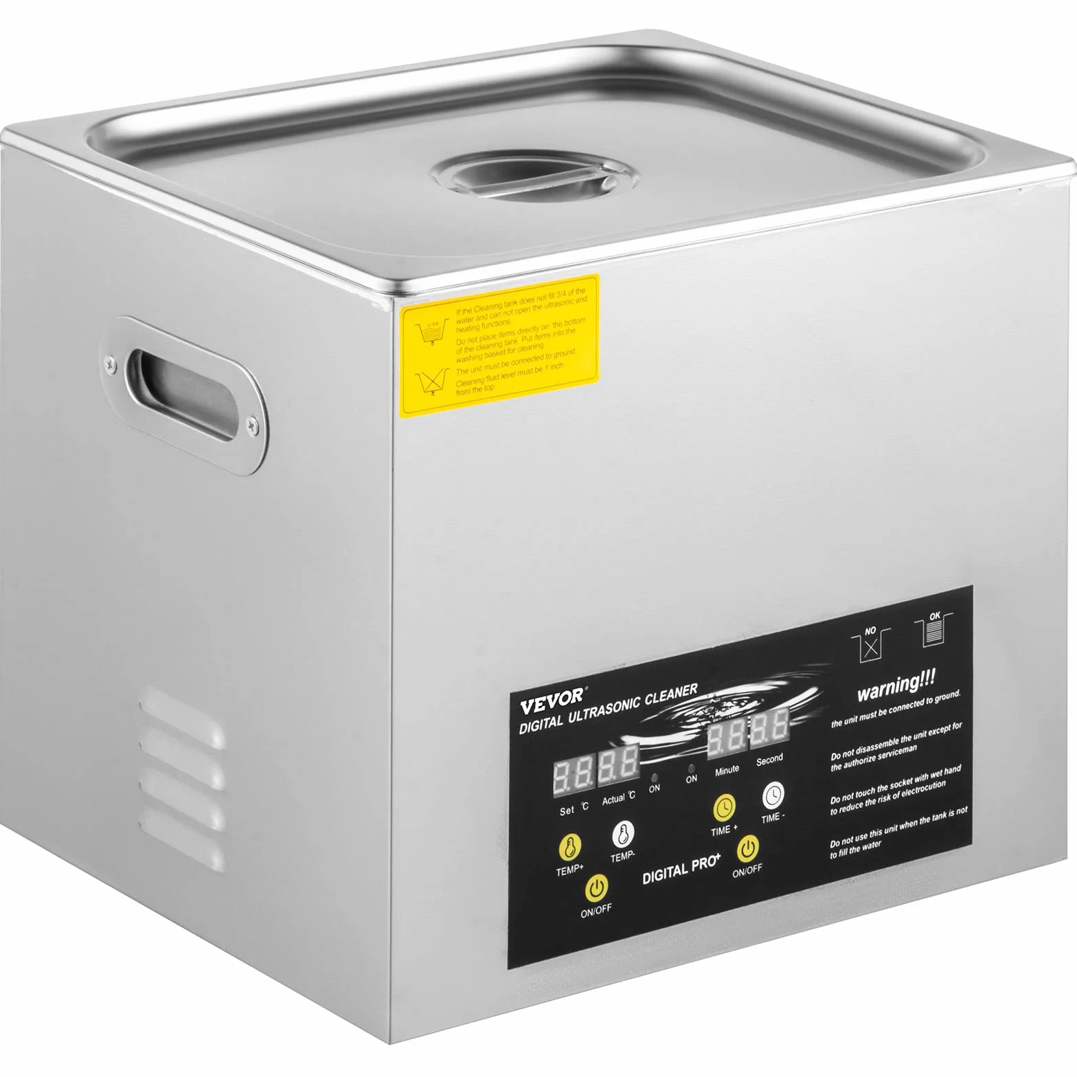 VEVOR Ulepszona myjka ultradźwiękowa 10 l (grzejnik ultradźwiękowy 400 W 240 W) Cyfrowy laboratoryjny myjka ultradźwiękowa z zegarem nagrzewnicy do czyszczenia części instrumentów