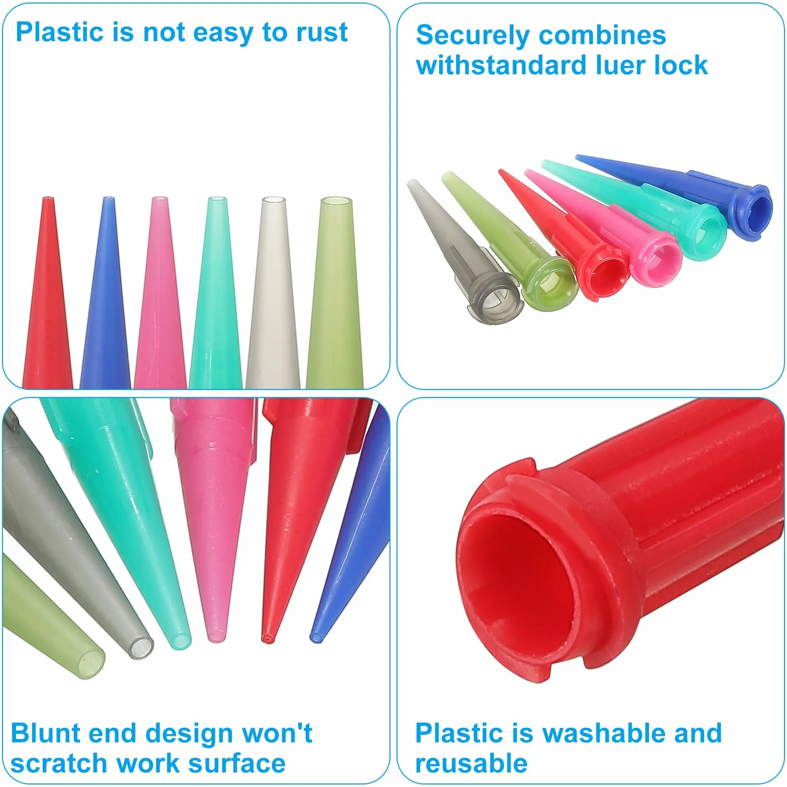 PATIKIL Igła dozująca stożkowa końcówka 25G 50 sztuk plastikowe stożkowe igły do dozowania cieczy igły do napełniania cieczy czerwone