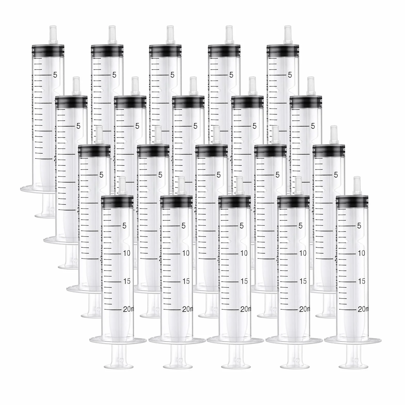 20 sztuk strzykawek 20 ml, sterylne strzykawki z pokrywką, z tworzywa sztucznego, strzykawki do oleju, płynu hamulcowego, wielokrotnego użytku, do karmienia małych zwierząt domowych, oleju silnikowego