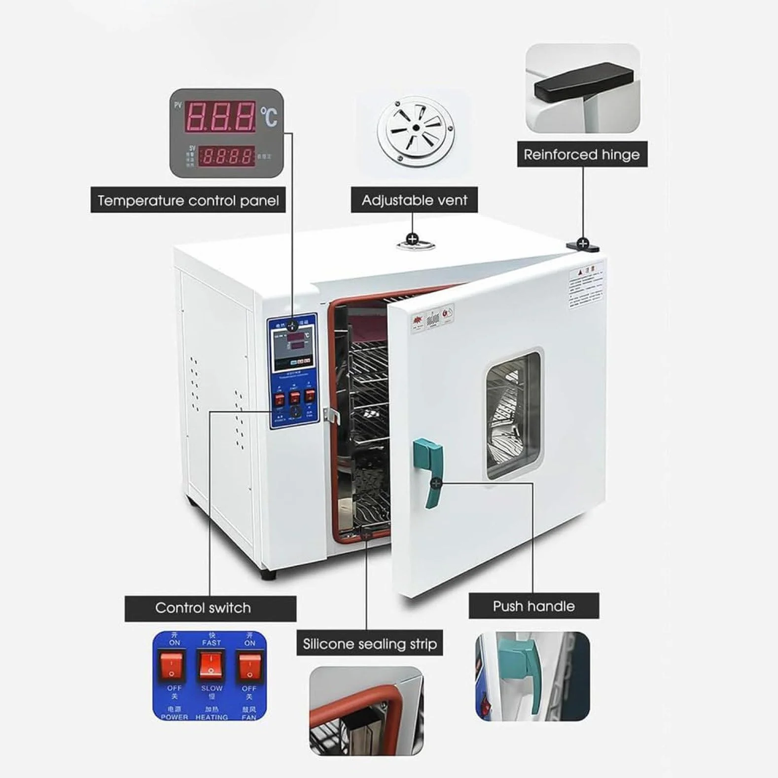 Laboratoryjny piec przemysłowy, laboratoryjny piec konwekcyjny z wymuszonym obiegiem powietrza, laboratoryjny piec suszący o stałej temperaturze, laboratoryjny piec suszący termostatyczny 16L