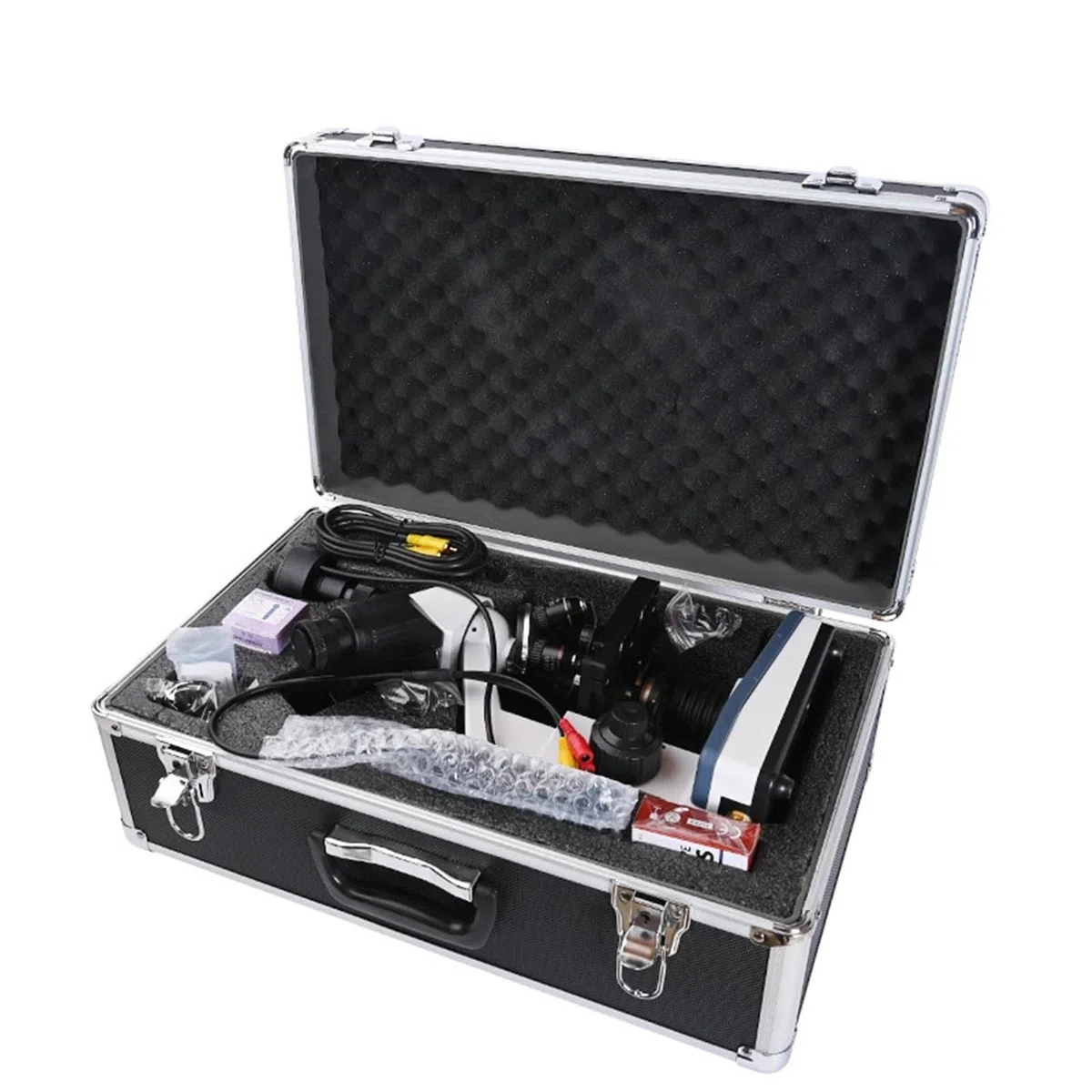 Mikroskop Stereoskopowy, Profesjonalny 5MP cyfrowy trójokularowy mikroskop laboratoryjny biologiczny HD USB LED + okular elektroniczny + 9-calowy wyświetlacz LCD