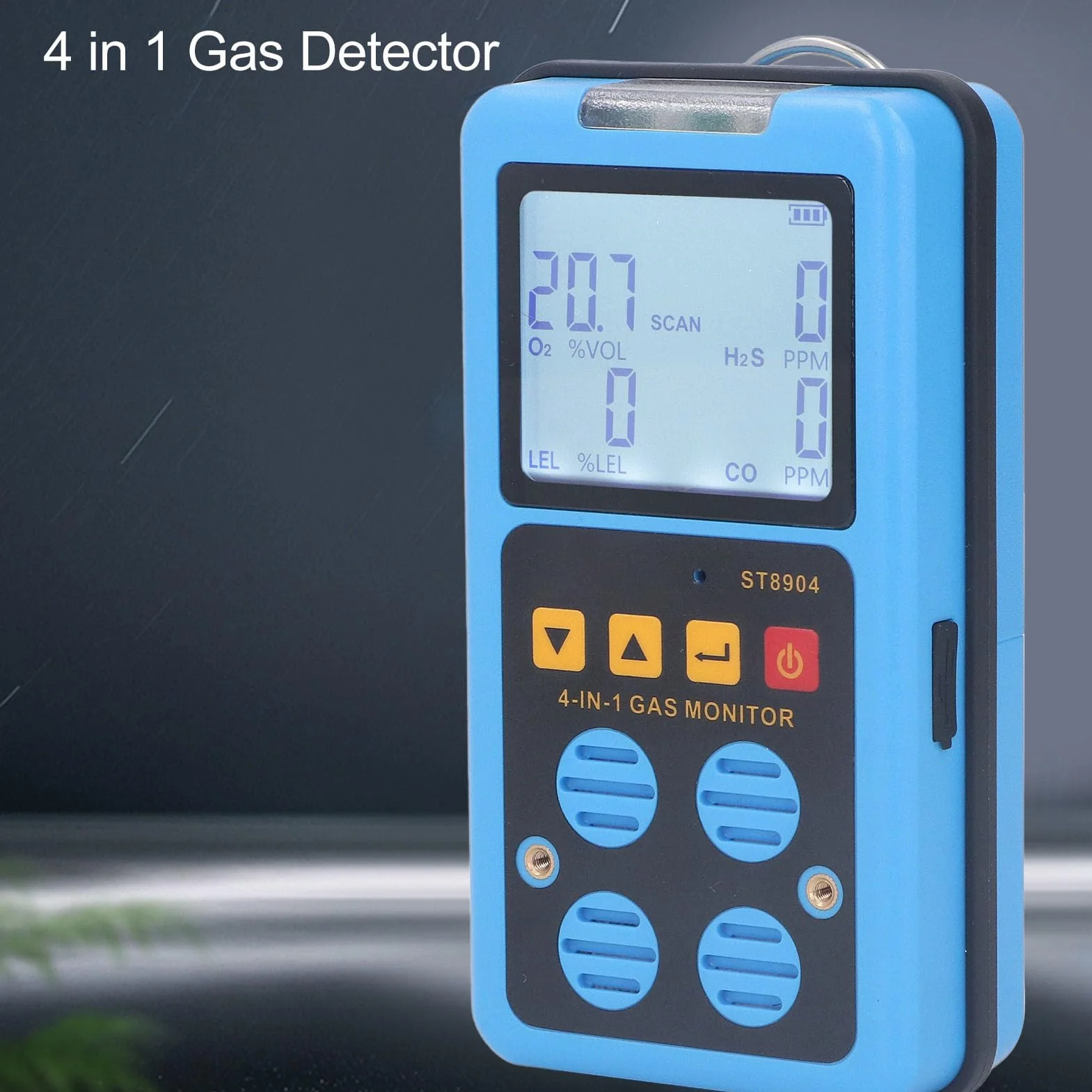 Miernik Gazu 4 w 1, CO H2S O2 LEL Wskaźnik Wielokrotny Cyfrowy Detektor Wycieku Gazu Światło Dźwiękowe, Wibracje, Alarm Ręczny Detektor Gazu do Użytku Domowego, Laboratoryjnego