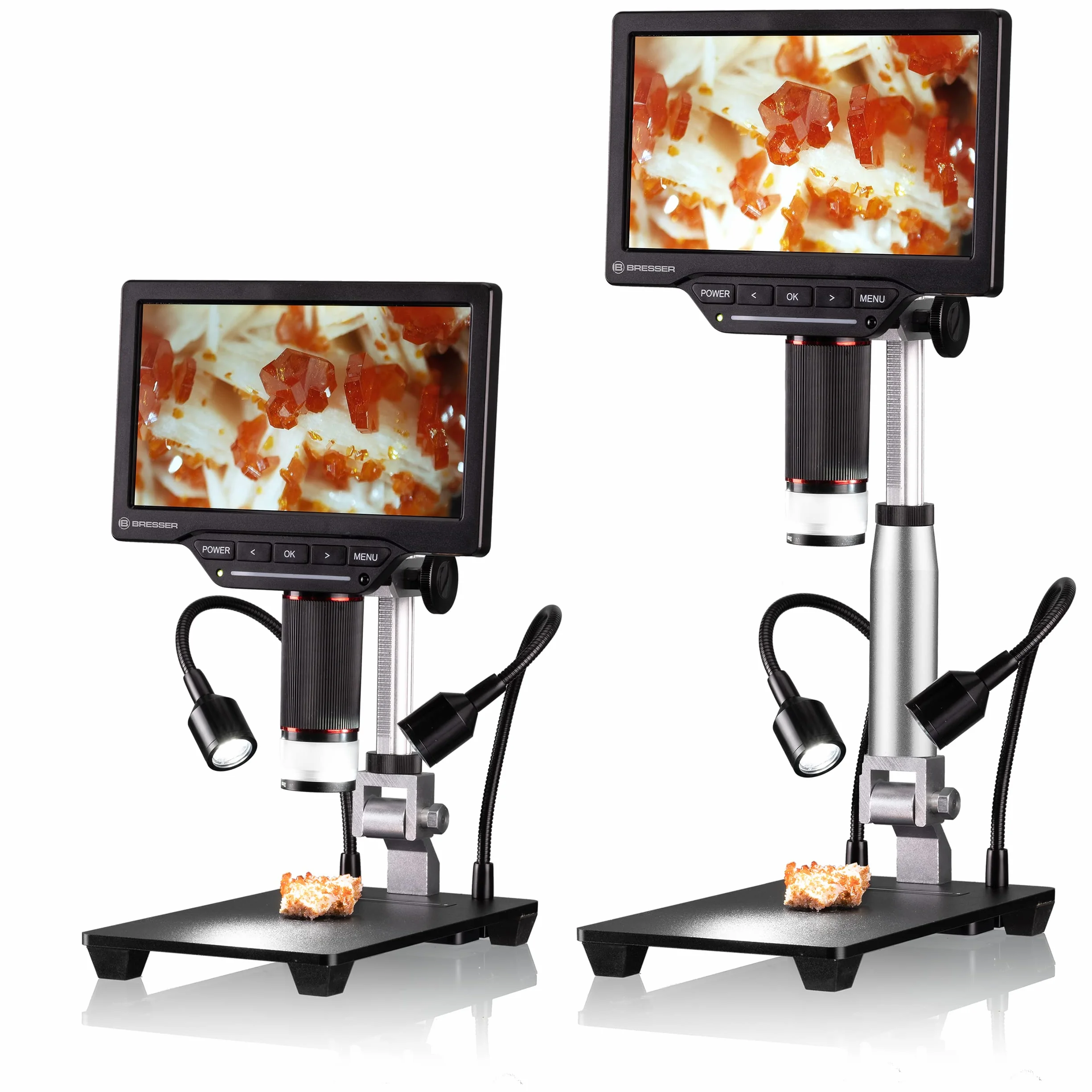 Bresser Cyfrowy mikroskop 2 l z regulowanym oświetleniem, Wi-Fi, kolorowy ekran LCD o wysokiej rozdzielczości 17,8 cm (7"), funkcja nagrywania wideo i zdjęć 1080p