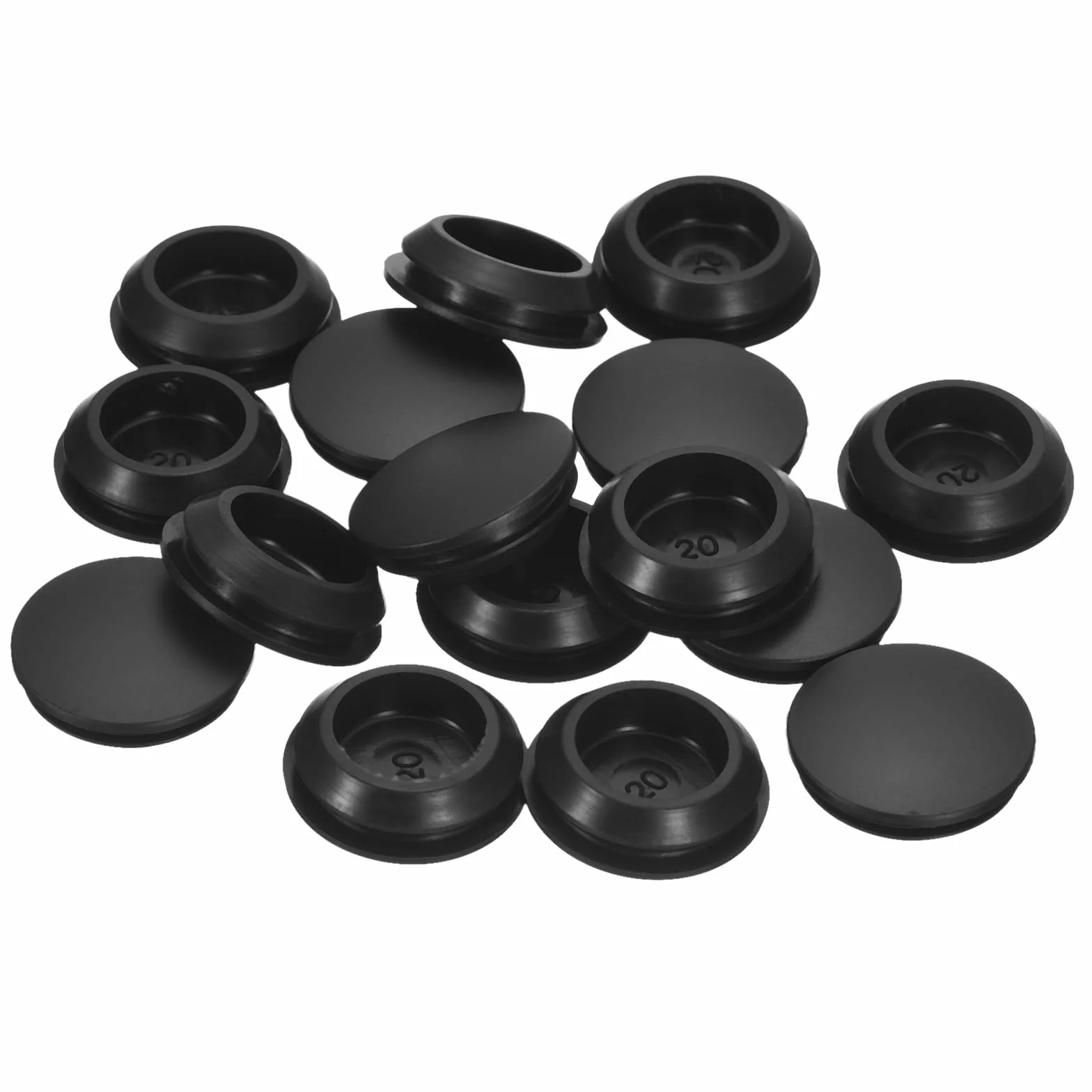 QUARKZMAN 16 sztuk silikonowych zaślepek, gumowych okrągłych zaślepek do otworu 20-22 mm, wodoodporne zaślepki otworów, metalowe zaślepki do rur, zaślepki na końcówki mebli, kolor czarny
