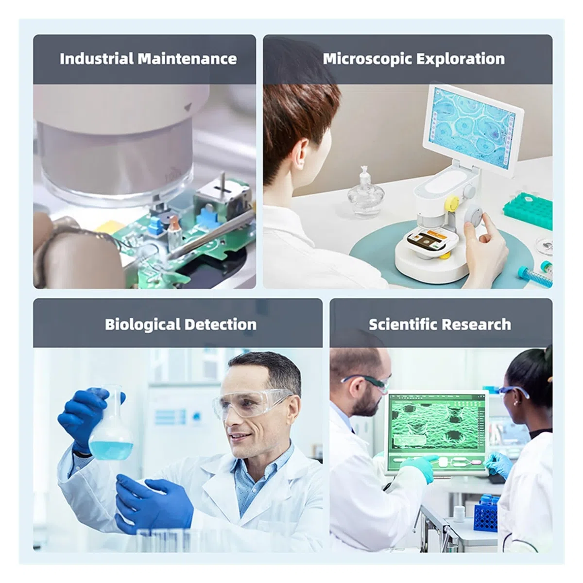9-calowy Mikroskop Biologiczny Z Ekranem IPS 1200X 24 MP Cyfrowa Stereoskopowa Kamera Z Mikroskopem Wideo Z Dotykowymi Monitorami LCD,Dokładna Ostrość