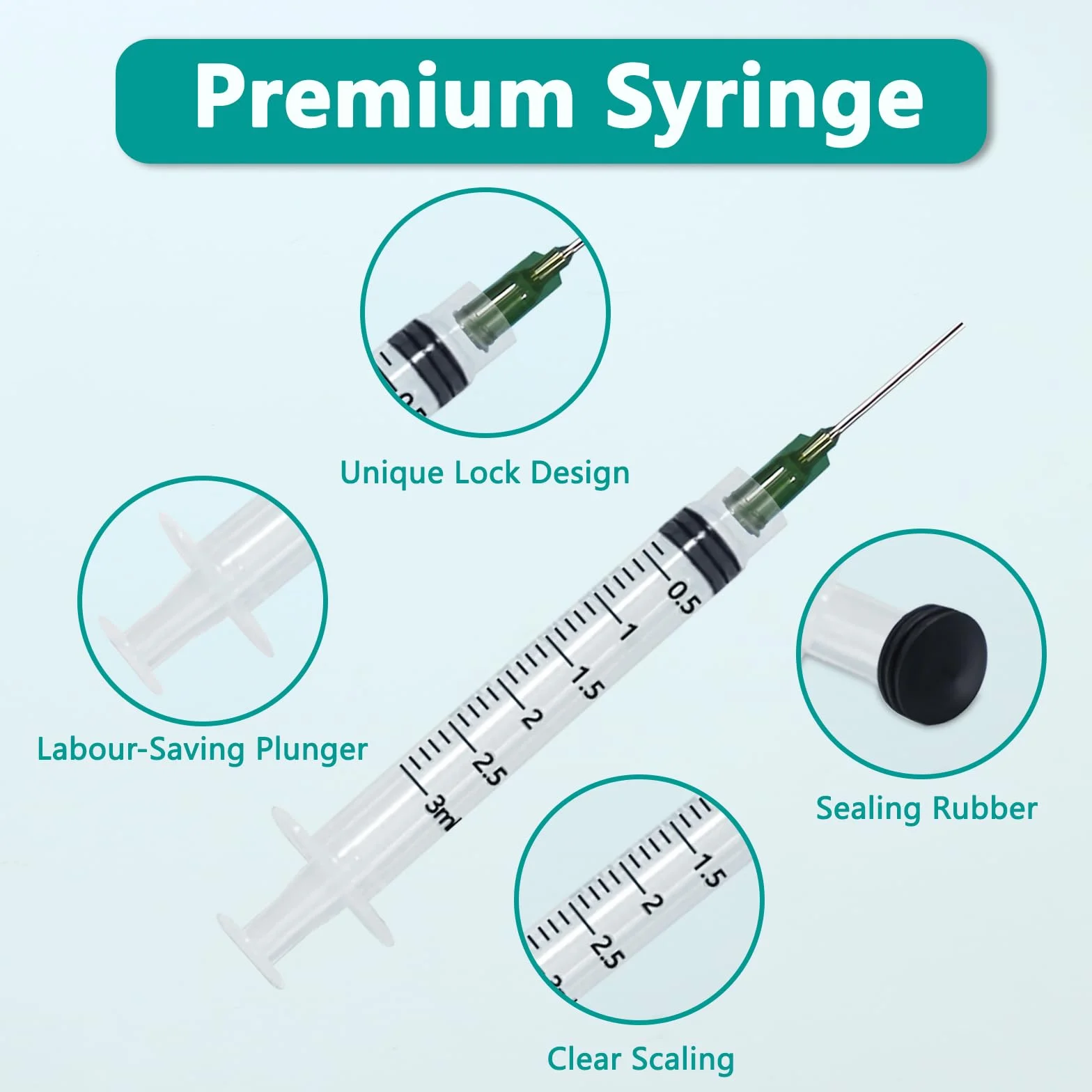 Strzykawka z tępą końcówką igły, 3 ml, 24 sztuki, plastikowa strzykawka z tępą końcówką, jednorazowe strzykawki z igłą, rozmiary do laboratorium, zastosowań przemysłowych