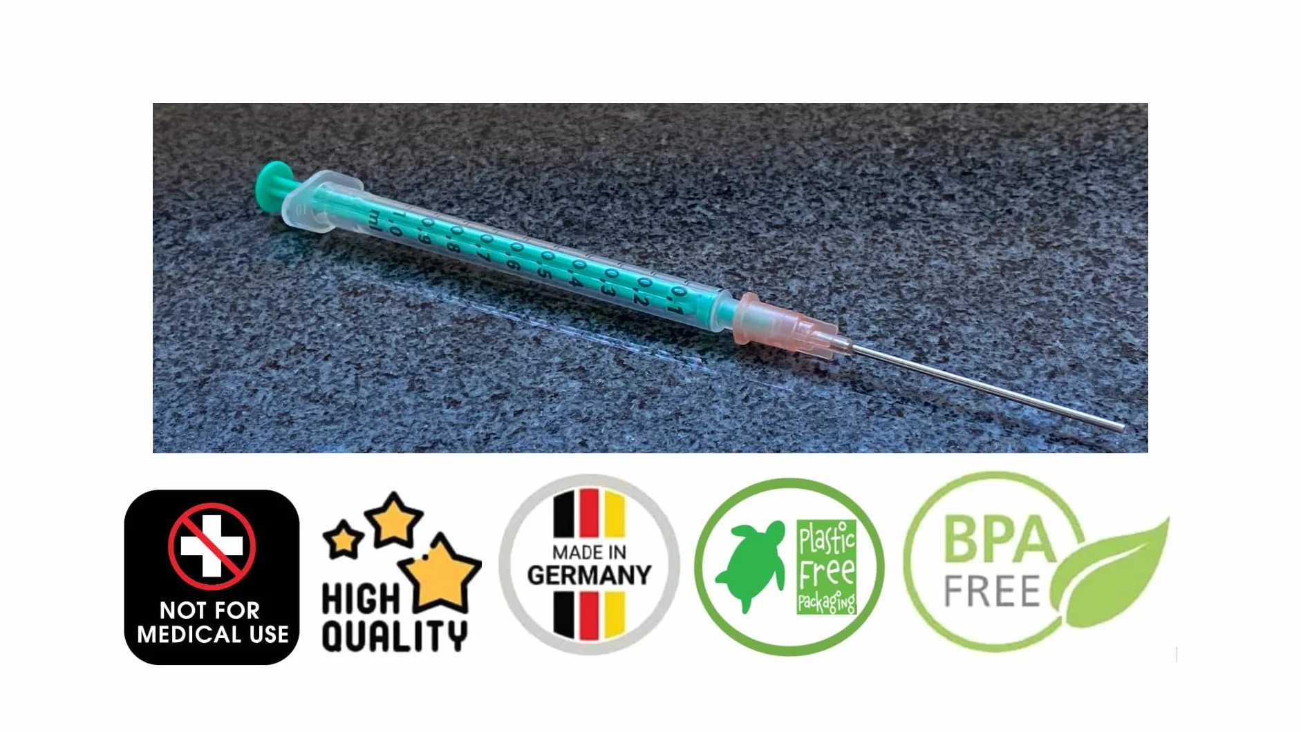 1 ml strzykawka z igłą, strzykawka laboratoryjna, strzykawka z płynem, strzykawka hobbystyczna z tępą igłą, różne rozmiary, do e-liquidów, do hobby i majsterkowania (zestaw 1 x 1 ml)