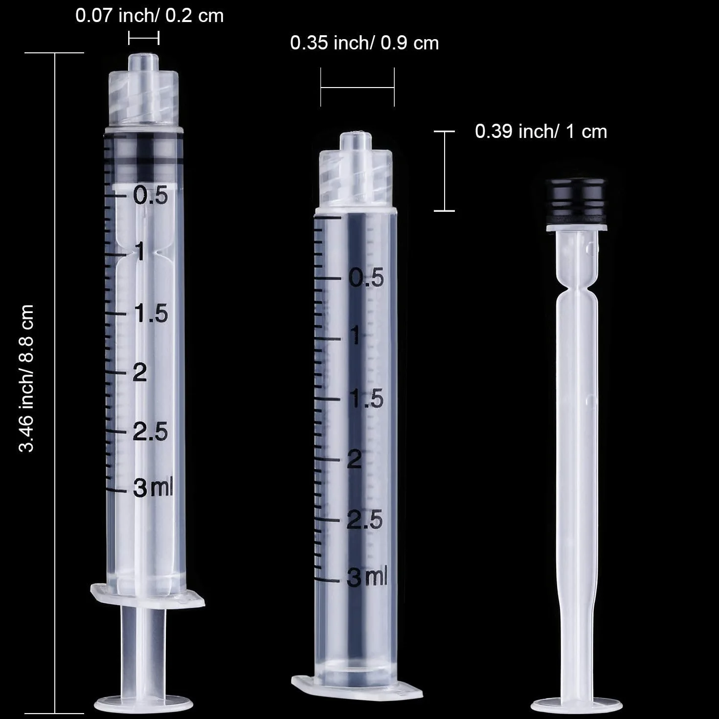 30 sztuk strzykawek Luer Lock 3 cc/ml bez igieł, pojedynczo sterylne uszczelnione (3 ml)