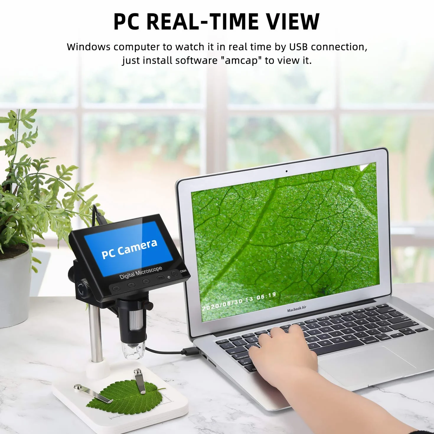 WADEO Mikroskop Elektroniczny z Wyświetlaczem LCD 10,9 cm, 1000-krotne Powiększenie, Lupa Wideo USB z 8 Regulowanymi Diodami LED, Metalowy Statyw dla Hobbystów i Profesjonalistów