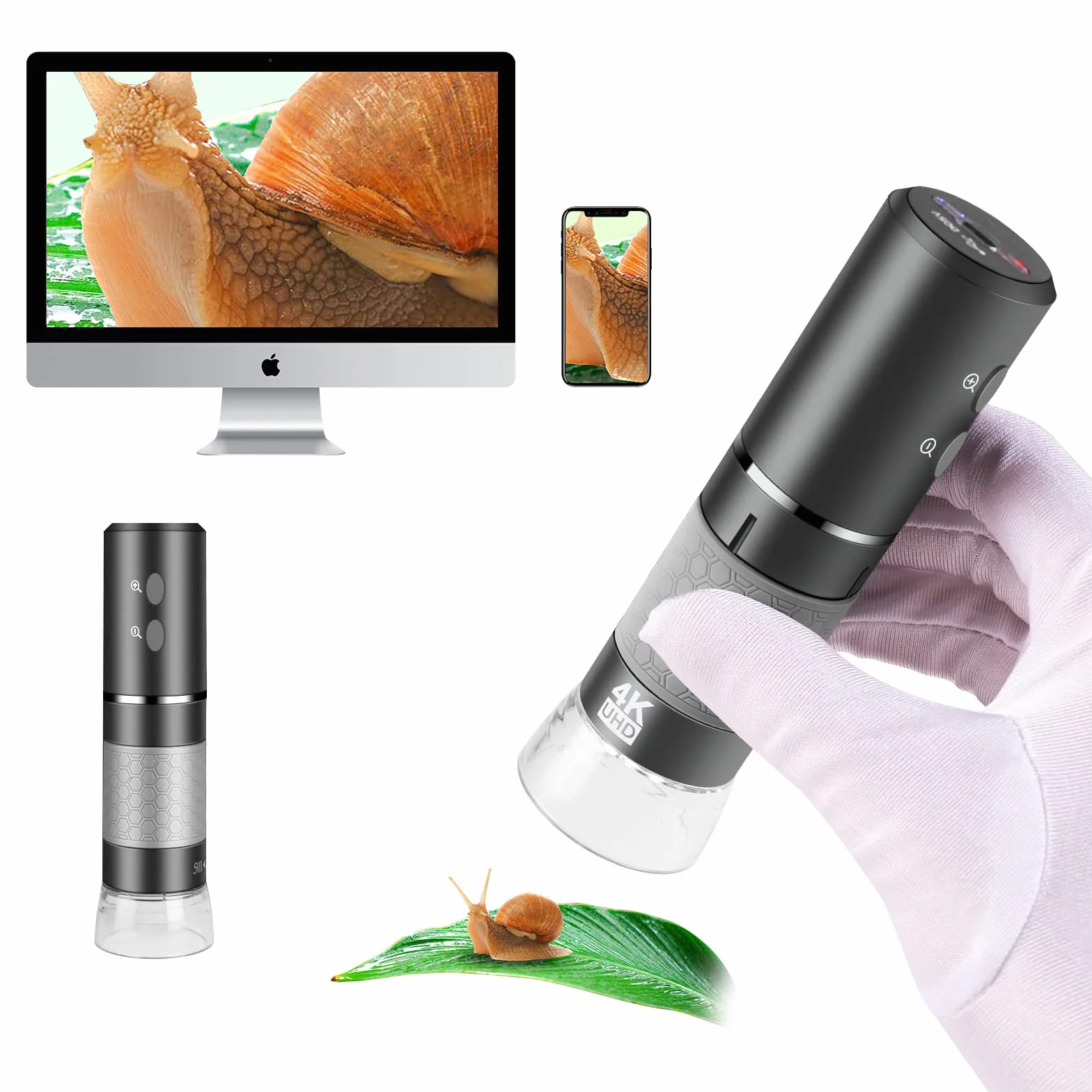 4K WiFi Cyfrowa kamera mikroskopowa dla iPhone Android Phone i Windows Mac PC, bezprzewodowy mikroskop ręczny 3840x2160P, przenośny mikroskop dla dorosłych i dzieci