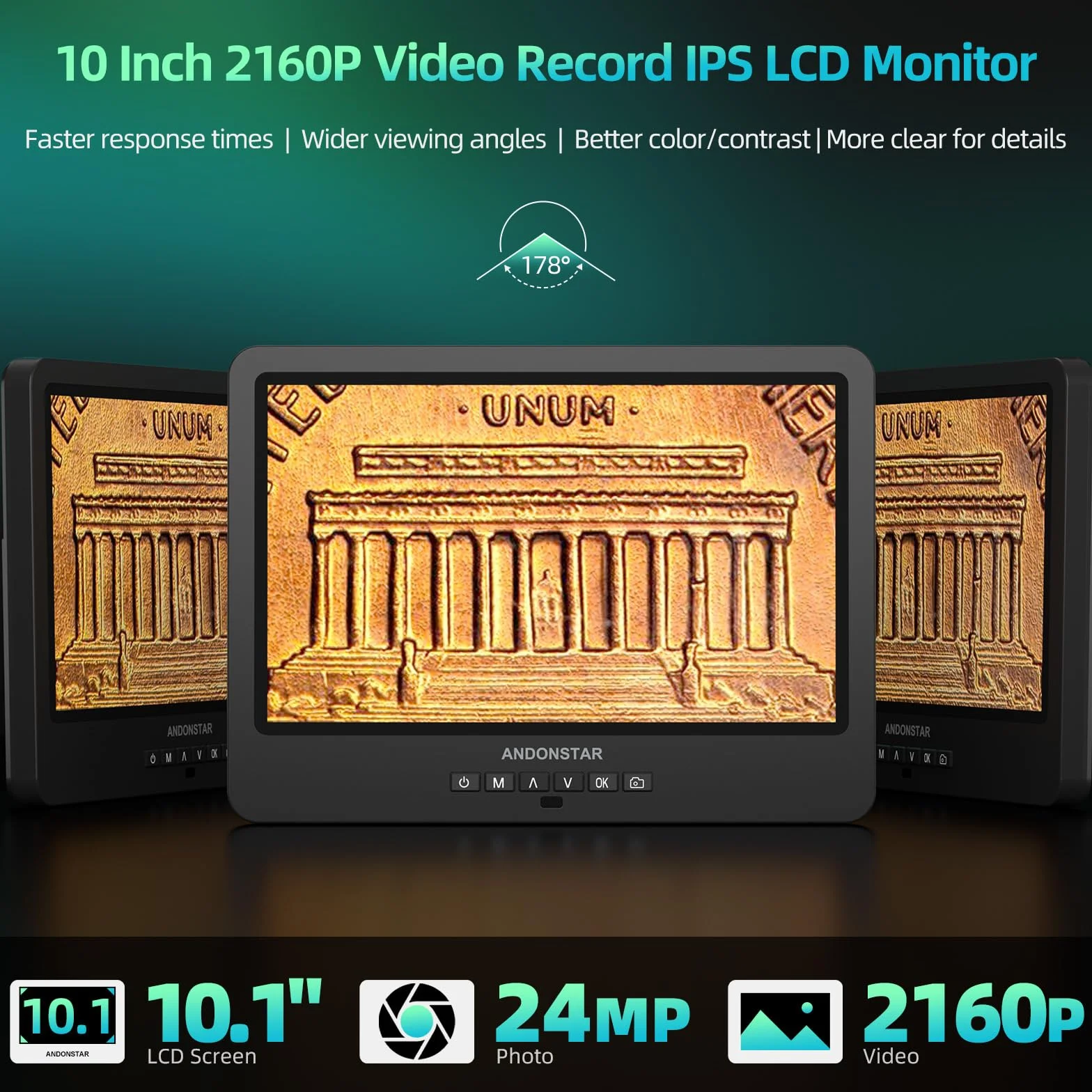 Andonstar AD249S-M Plus 10,1'' cyfrowy mikroskop lutowniczy HDMI do naprawy elektroniki, nagrywanie wideo 2000 x 3 obiektywy 2160P UHD, stacja mikroskopowa lutownicza z pomocnymi rękami, slajdy, karta