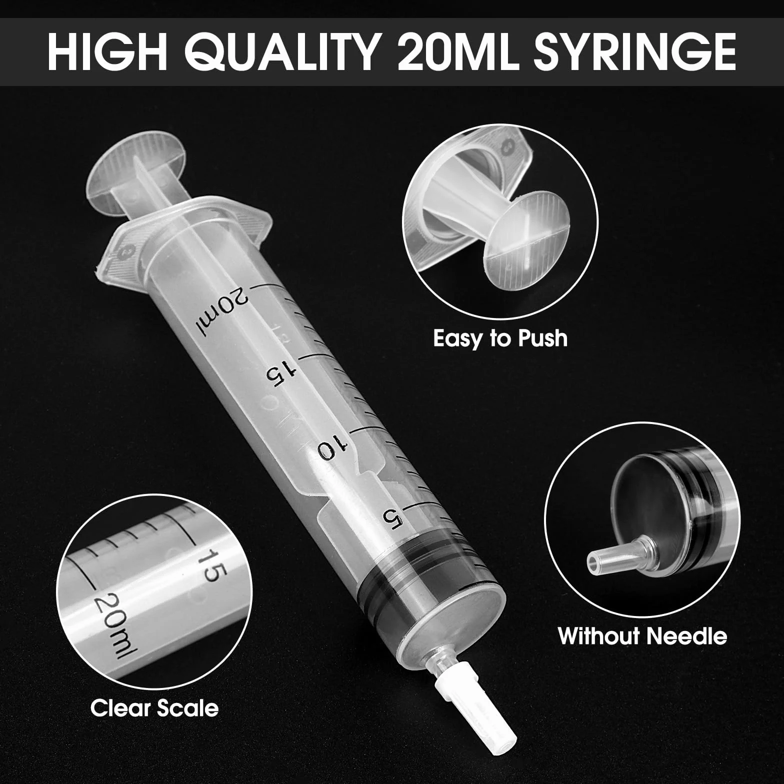 20 sztuk strzykawek 20 ml, sterylne strzykawki z pokrywką, z tworzywa sztucznego, strzykawki do oleju, płynu hamulcowego, wielokrotnego użytku, do karmienia małych zwierząt domowych, oleju silnikowego