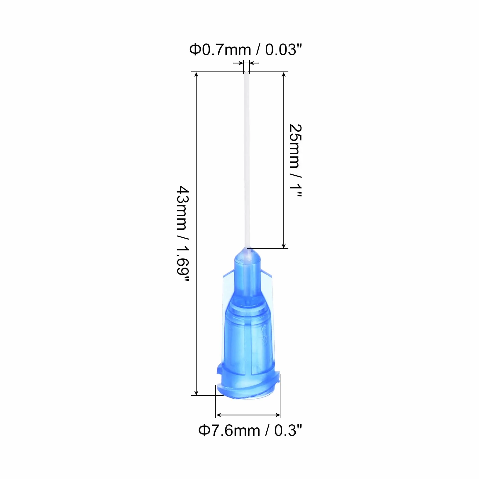 QUARKZMAN 100 sztuk igieł z tworzywa sztucznego 25 G z luer-Lock, 1" rurka igłowa PTFE, odporne na wysokie temperatury tworzywo sztuczne, końcówka do pistoletu do klejenia płynnego, kolor niebieski