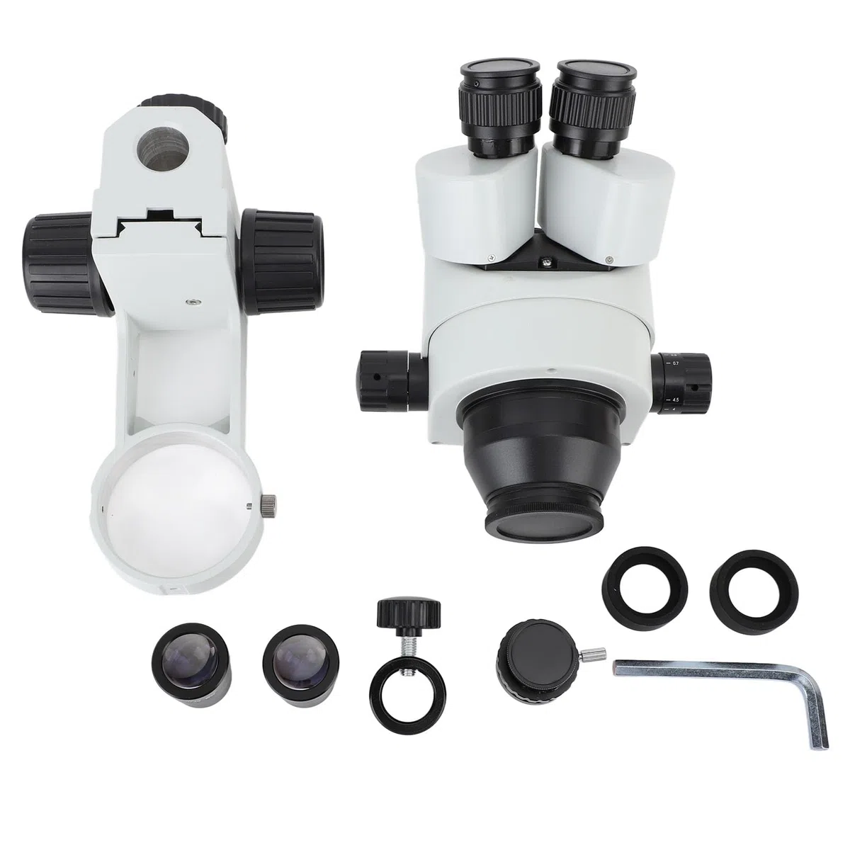 Microscopio Zoom Stereo Trinoculare, 4K 41MP 1080P USB Stereomicroscopio Trinoculare Girevole Microscopio Trinoculare con Supporto LED, Ingrandimento 7x a 45x (Spina europea)