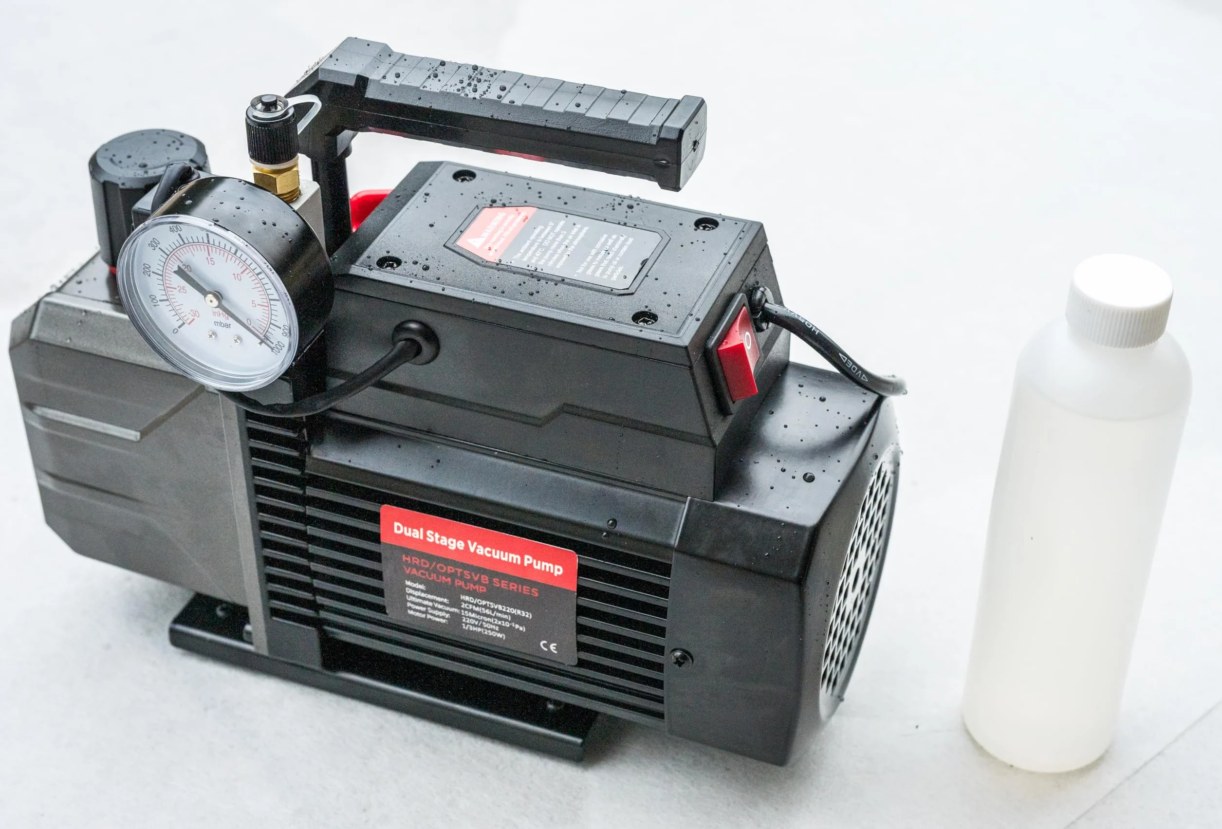 Dwustopniowa pompa próżniowa z zaworem odcinającym i manometrem 2 CFM 1/3 HP 56 l/min HVAC AC R32