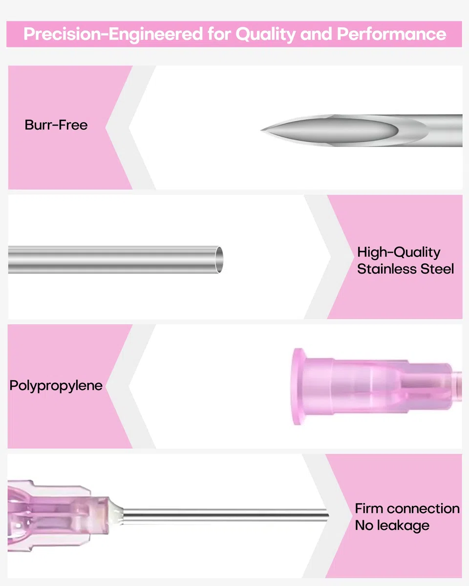 100 Pcs 18G 1 Inch Disposable Needle , Luer Lock Individual Package Of Injection Syringe Accessories, Dispensing Lab Tools, Suitable For Refilling Liquid, Inks,Plant And IndustryF