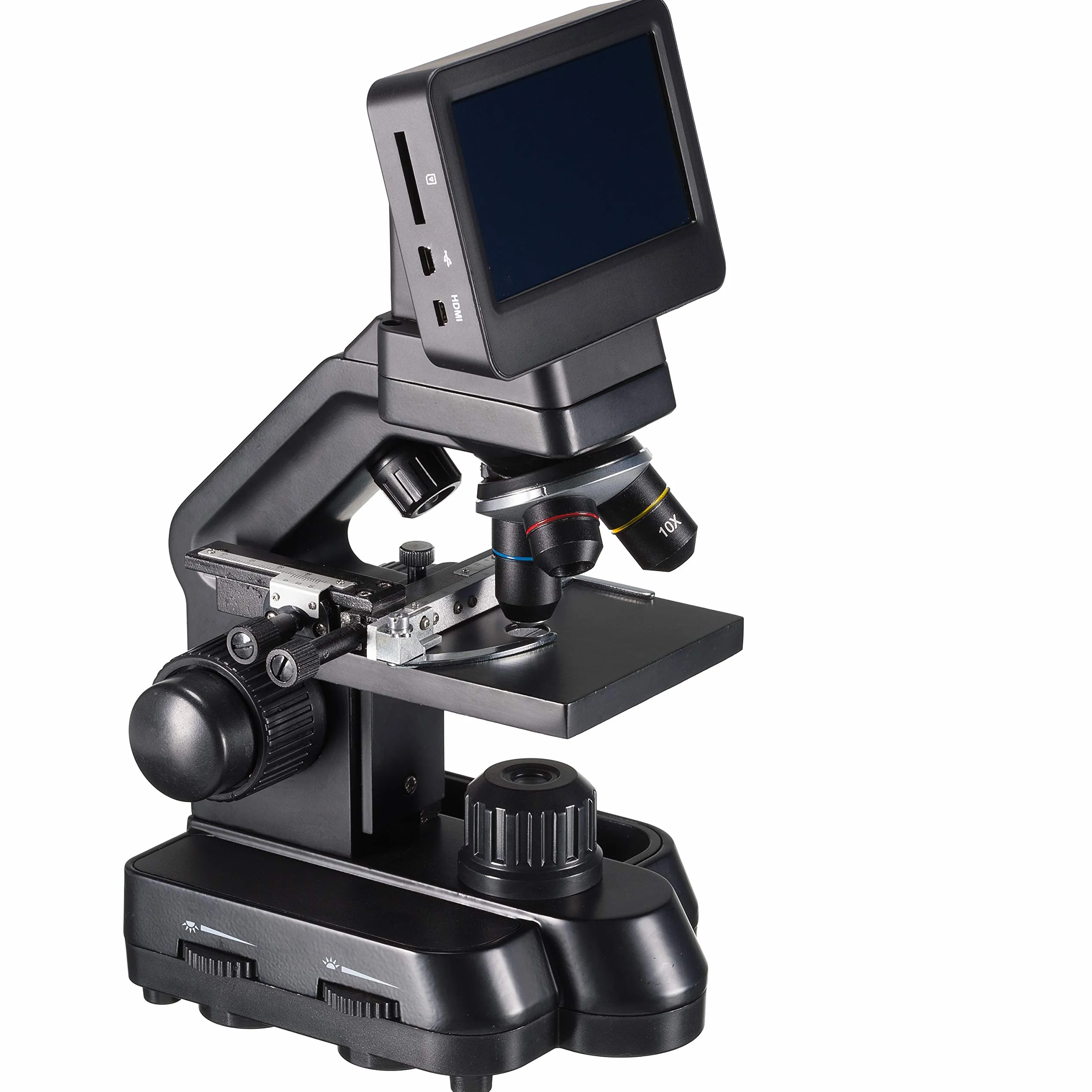 Bresser Mikroskop Biolux Touch 5 MP LCD mikroskop do szkoły i hobby z mechanicznym stołem krzyżowym, HDMI, USB, złączem SD