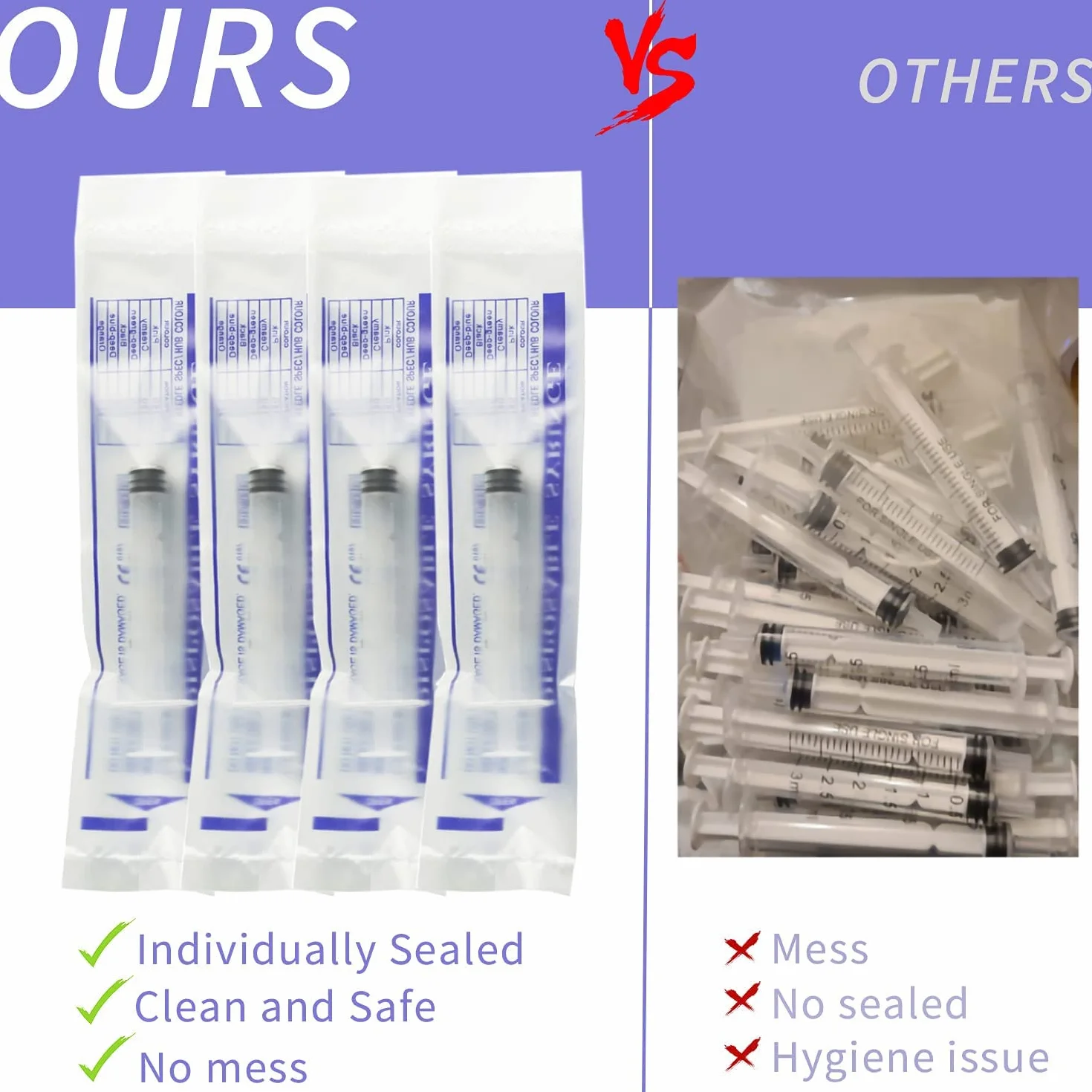 30 sztuk strzykawek Luer Lock 3 cc/ml bez igieł, pojedynczo sterylne uszczelnione (3 ml)
