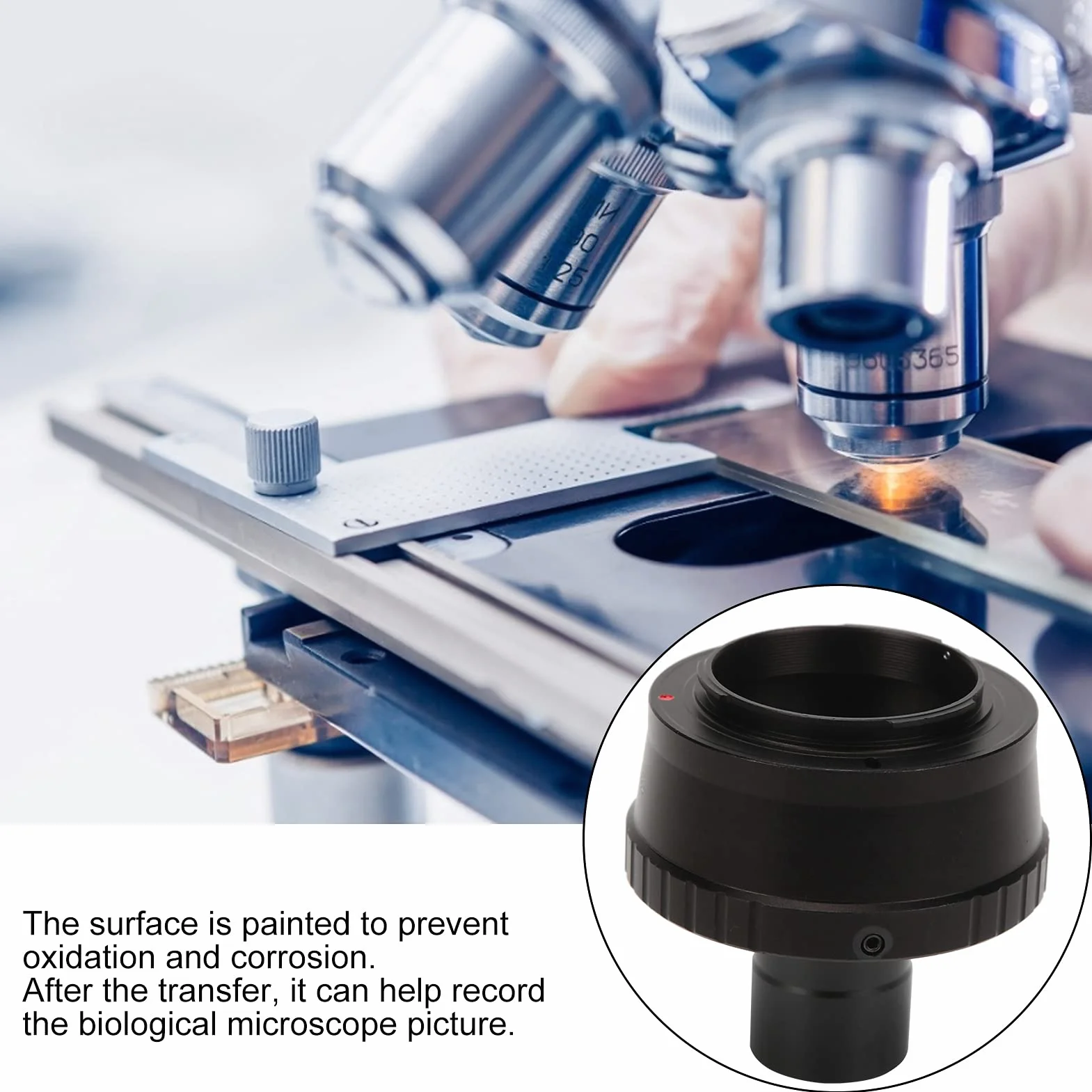 Zunate Adapter T, 23,2 mm, biologiczny mikroskop, rura przedłużająca T-Mount, pierścień adaptera T2 do aparatu M4 / 3-calowego M42x0,75 adapter obiektywu