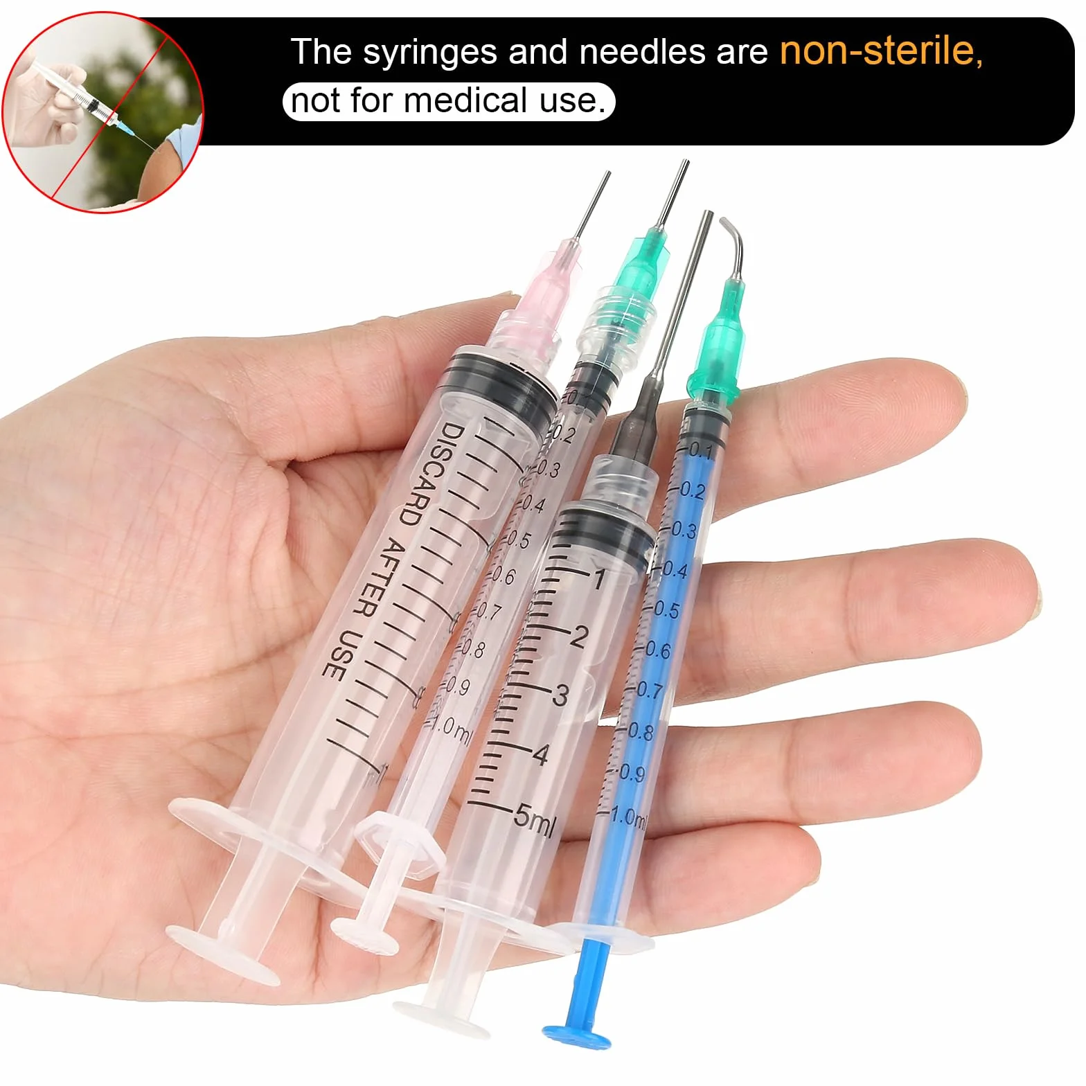 8 sztuk strzykawki 1/5/10 ml, strzykawka z tworzywa sztucznego, strzykawki z tępą igłą, strzykawka dozująca, strzykawka ogrodnicza, ze strzykawką do eksperymentu, dozowania, pomiaru płynów