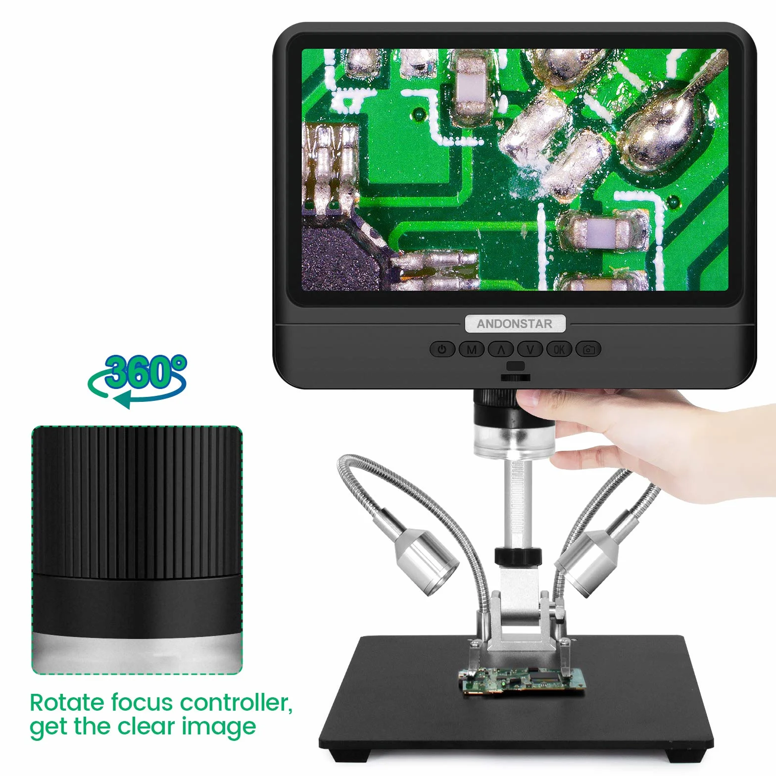 Andonstar AD208 mikroskop monetowy z 8,5-calowym ekranem 260X LCD Lab ręczny mikroskopy cyfrowe USB do naprawy PCB kolekcja monet lutowniczych