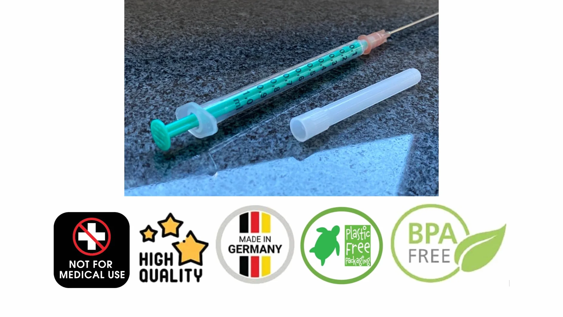 1 ml strzykawka z igłą, strzykawka laboratoryjna, strzykawka z płynem, strzykawka hobbystyczna z tępą igłą, różne rozmiary, do e-liquidów, do hobby i majsterkowania (zestaw 1 x 1 ml)