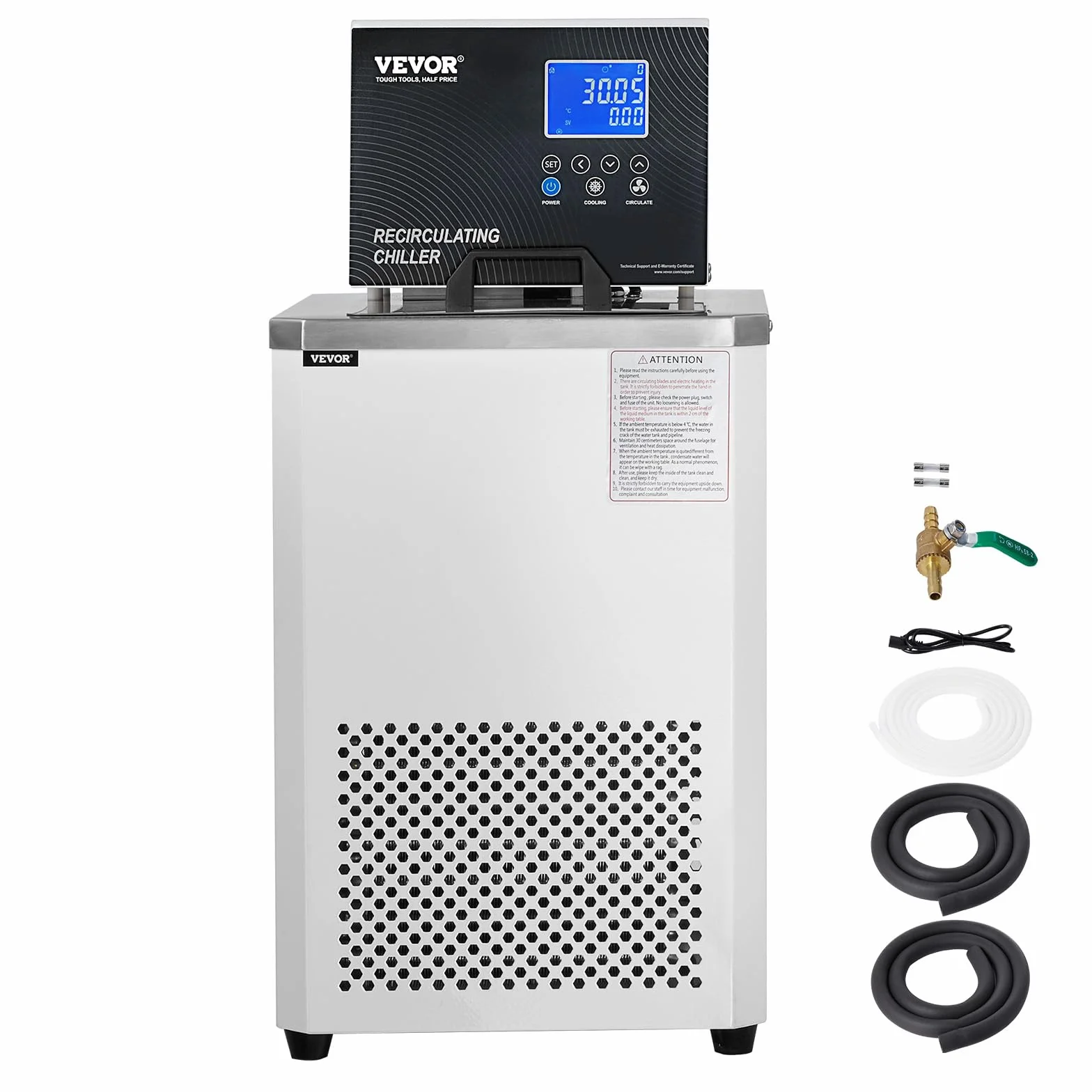 VEVOR Chłodnica laboratoryjna 6L ze stali nierdzewnej laboratoryjna pompa cyrkulacyjna -20~100 ° C chłodzony wodą cyrkulacyjny wyświetlacz LCD do biotechnologii, analizy chemiczne