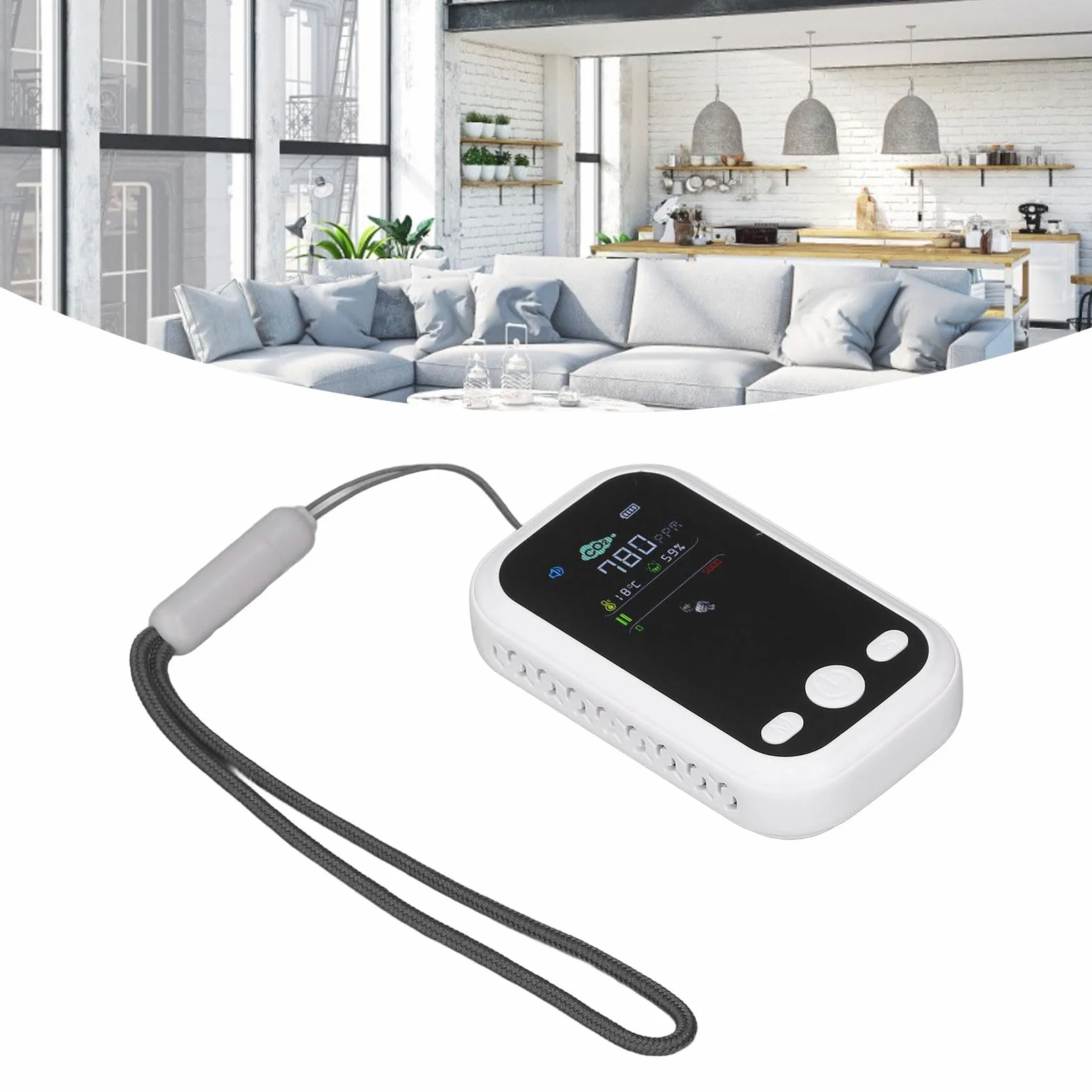 Detektor CO2 Typ C Ekran IPS Detektor CO2, Miernik CO2 Tester Temperatury i Wilgotności z Czujnikiem Podczerwieni NDIR dla Fabryk i Rodzin Monitorowanie Jakości Powietrza (WHITE)