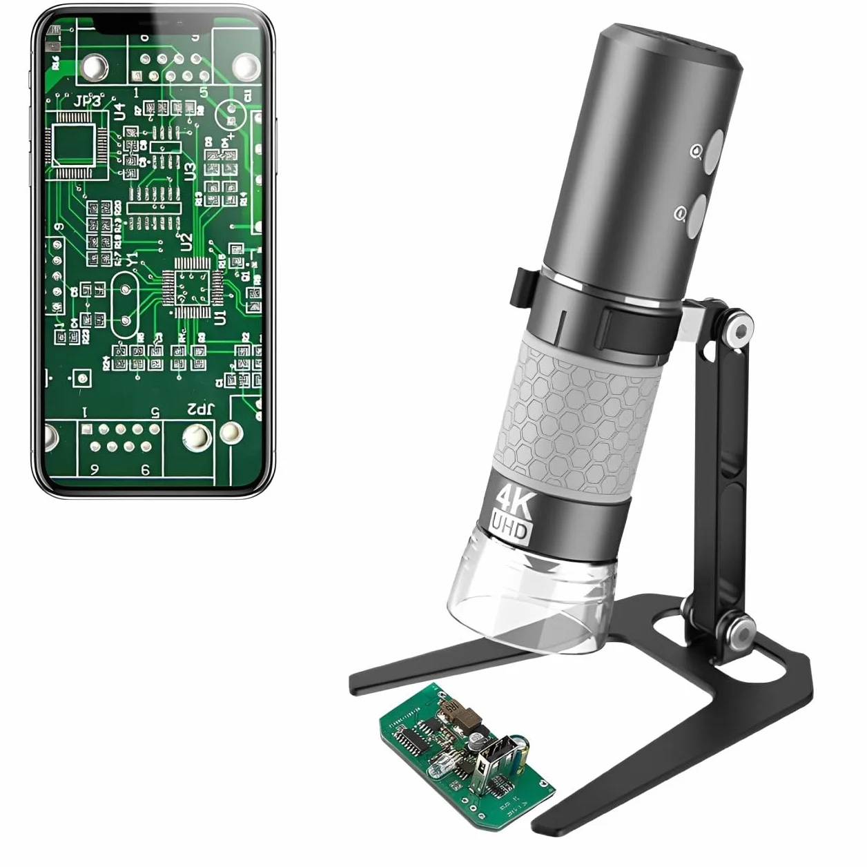 Jiusion Cyfrowy mikroskop ręczny WiFi USB, bezprzewodowe powiększenie od 50 do 1000x Endoskop 4K 3840x2160P Kamera 8 diod LED Kompatybilny z iPhone iPad Android Mac Windows Linux Chrome