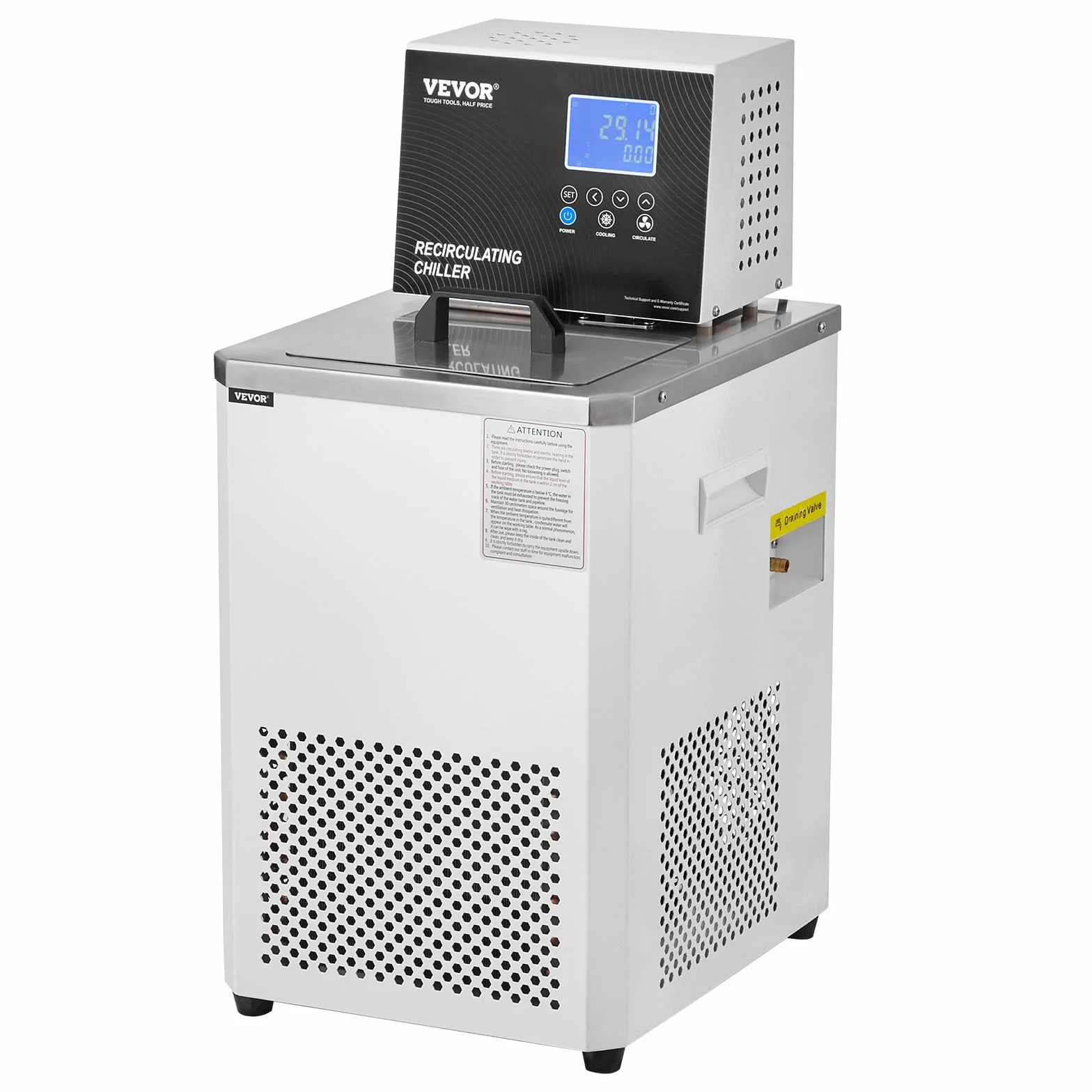 VEVOR Chłodnica laboratoryjna 6L ze stali nierdzewnej laboratoryjna pompa cyrkulacyjna -20~100 ° C chłodzony wodą cyrkulacyjny wyświetlacz LCD do biotechnologii, analizy chemiczne