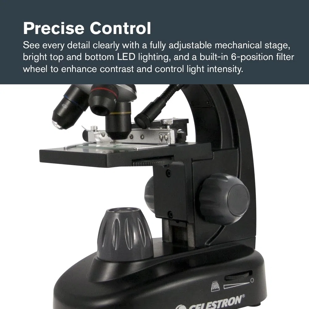 Celestron 44341 5 MP LCD profesjonalny mikroskop cyfrowy II, powiększenie 4x-1600x, czarny/srebrny