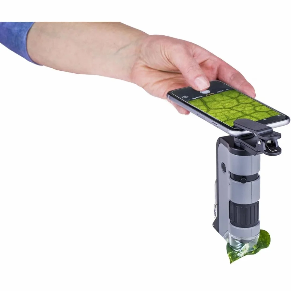 Kieszonkowy mikroskop Carson MicroFlip 100-250x LED UV o dużej mocy, z adapterem do smartfona i klipsem do digiscopingu - STEM Education (MP-250)